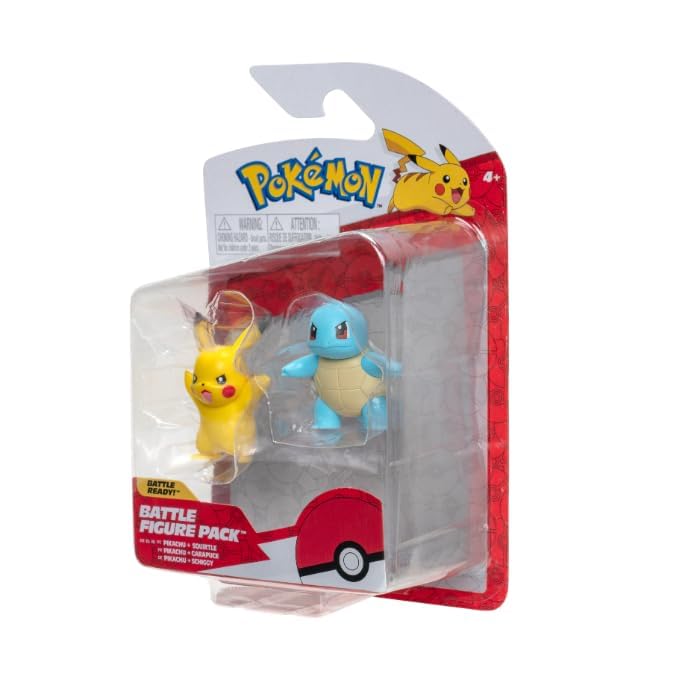 Pokemon Battle Figure Kanto 2-Inch - Pikachu + Squirtle