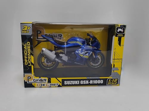 D-Power SUZUKI GSX-R1000 Die-Cast Model Motorcycle – 1:12 Scale, Blue, Limited Edition, Ages 3+