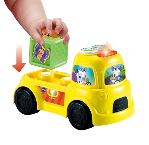 VTech Baby Pop-a-Block Truck, Interactive Learning Toy, Sensory Toy, Develops Motor Skills, Teaches Numbers, Shapes and Textures, Suitable for Ages 6, 9, 12 Months Plus, English Version