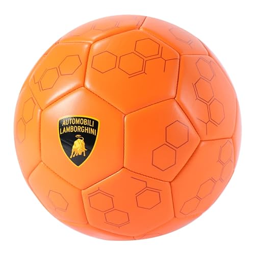Lamborghini Size 5 PVC Soccer Ball, White Football with Signature Logo, Durable Training Ball, Outdoor Play, Kids & Teens, Ages 6+
