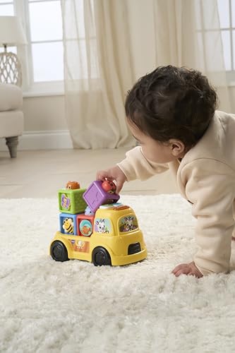VTech Baby Pop-a-Block Truck, Interactive Learning Toy, Sensory Toy, Develops Motor Skills, Teaches Numbers, Shapes and Textures, Suitable for Ages 6, 9, 12 Months Plus, English Version