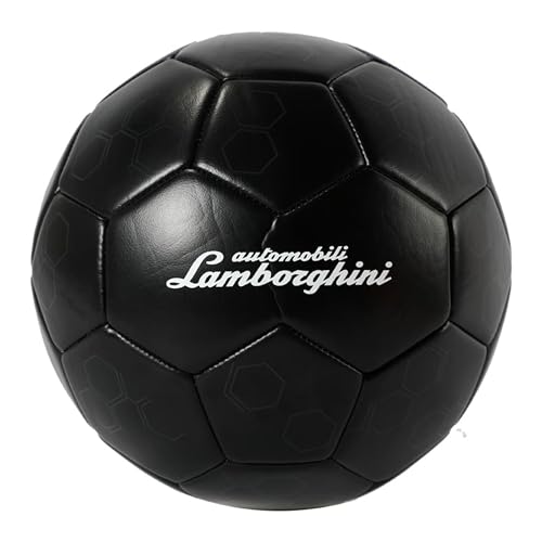 Lamborghini Size 5 Soccer Ball B552, Premium Training Football, Black Design, Match Day Play, Kids & Teens, Ages 6+