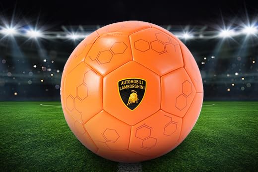 Lamborghini Size 5 PVC Soccer Ball, White Football with Signature Logo, Durable Training Ball, Outdoor Play, Kids & Teens, Ages 6+
