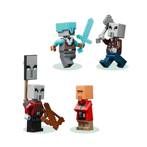 LEGO Minecraft The Pillager Outpost and Ravager - Village Fortress Building Toy Incl. a Posable Ravager Figure with a Snapping Jaw Function - Gift for 8+ Year Old Boys & Girls - 21278