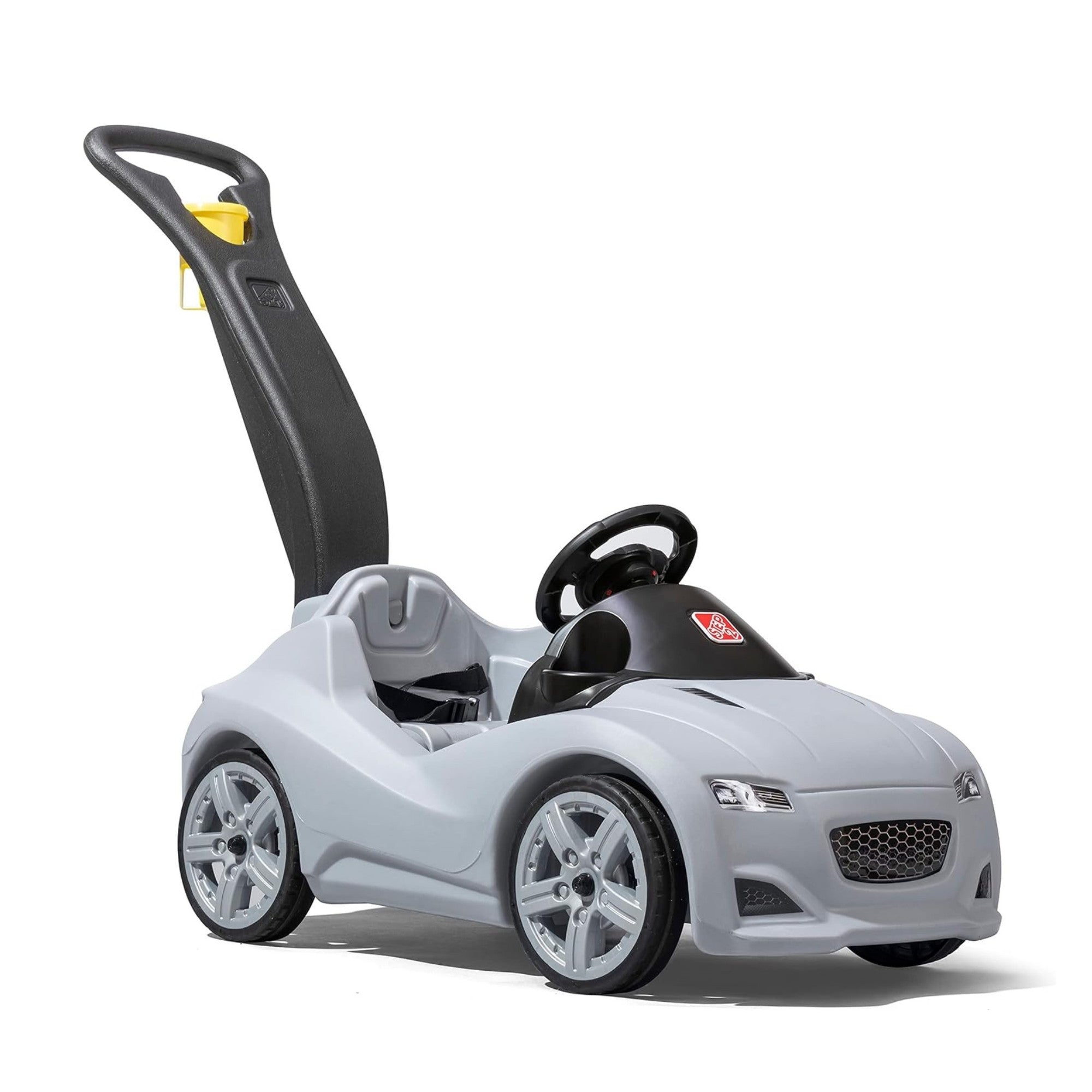 Step2 Whisper Ride Cruiser, Single Seater Kids Push Car, Easy to Store Ride On Toy with Seatbelt, Horn and Storage Trunk, Suitable for Children both Boys and Girls Aged 18m+, Blue, Pink, Red, Grey