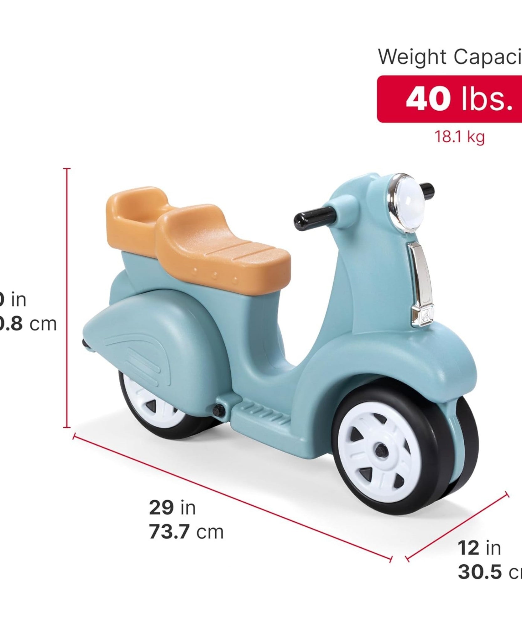 Step2 Kids Ride Along Scooter, Single Seater Easy to Store Ride On Toy with Rear Storage Slot, Suitable for Children both Boys and Girls Aged 18m and Above, Blue