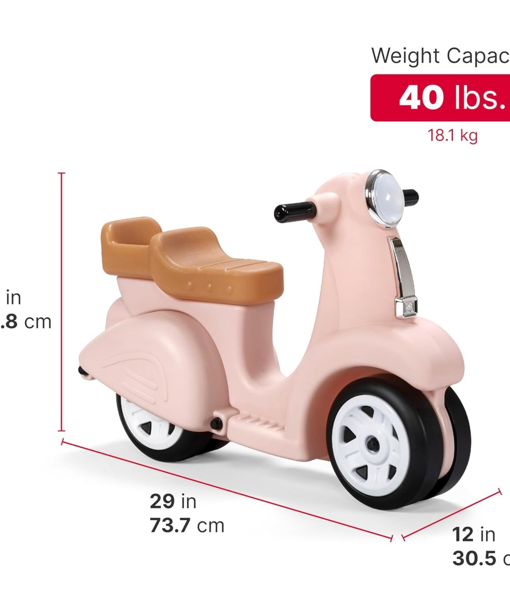 سكوتر ستيب 2 للأطفال، مقعد واحد، سهل التخزين، لعبة ركوب مع فتحة تخزين خلفية، مناسب للأطفال من الأولاد والبنات من سن 18 شهرًا فما فوق، لون وردي