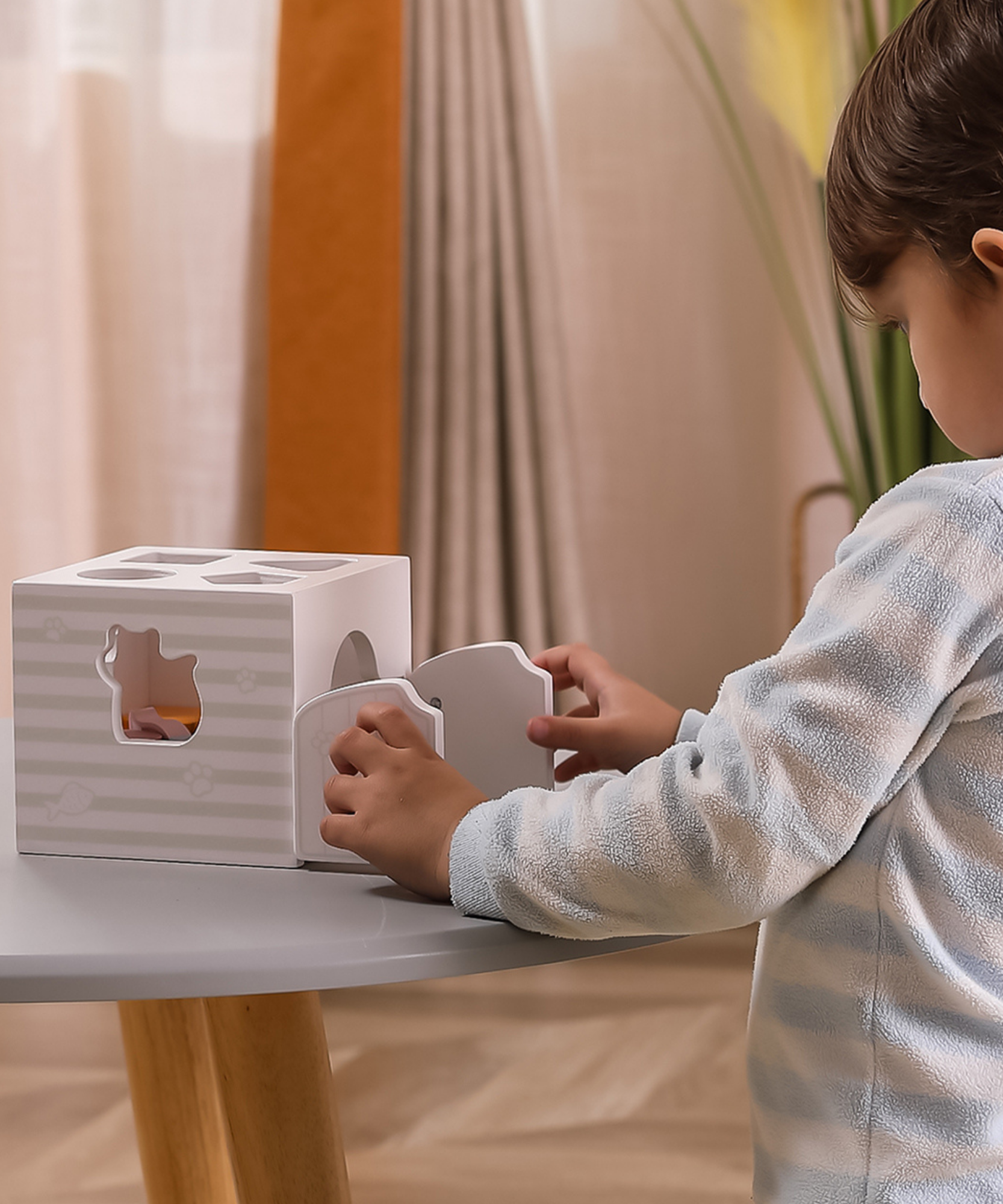 لعبة فرز الأشكال PolarB مع مكعبات موسيقية، 7 قطع خشبية تتضمن أشكال حيوانات ومرآة ومكعبات صوتية، لعبة تعليمية للأطفال الصغار من عمر 18 شهرًا فما فوق