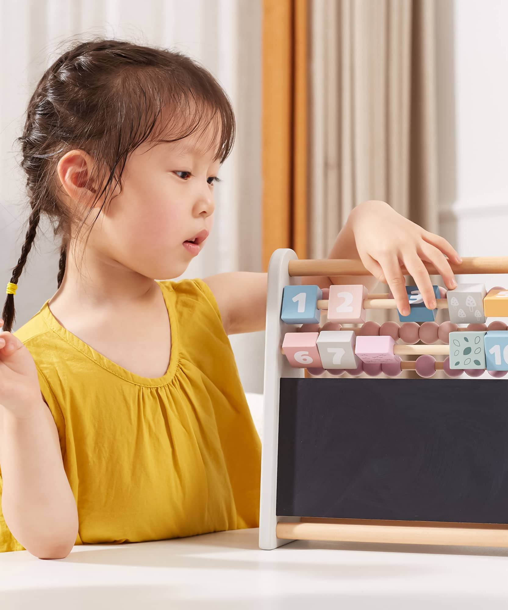 عداد رياضيات خشبي 3 في 1 من Polar Bear للأطفال مع سبورة ومكعبات أرقام، لعبة تعليمية للتعلم المبكر، للأعمار من 3 سنوات فما فوق