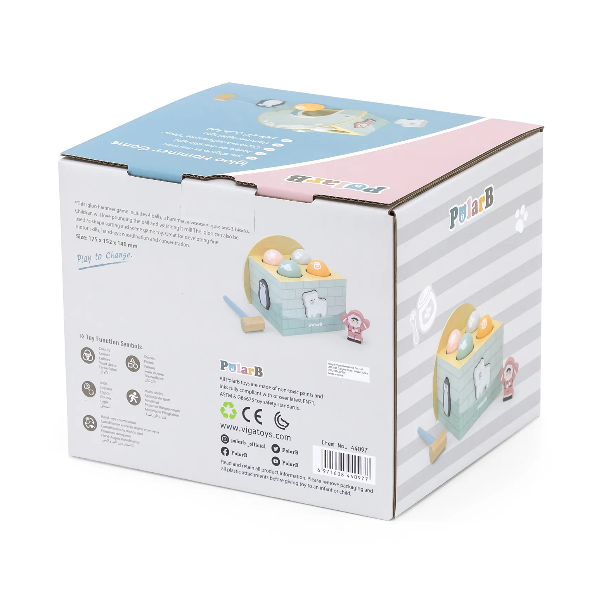 لعبة مطرقة بولار بي إيجلو وفرز الأشكال للأطفال الصغار، لعبة نشاط خشبية مع مطرقة وكرات وشخصيات، تشجع المهارات الحركية الدقيقة، مناسبة للأعمار من 18 شهرًا فما فوق