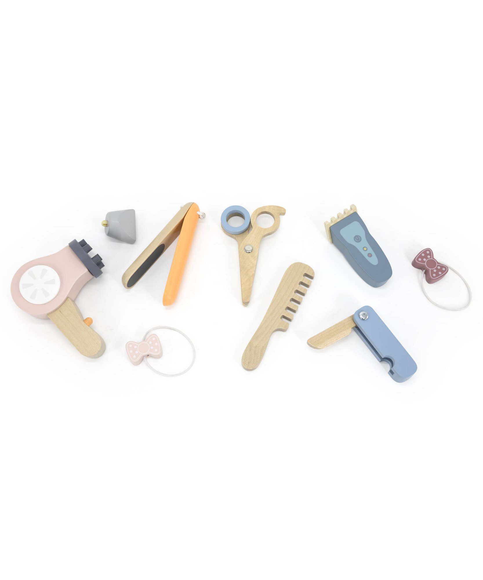 مجموعة تصفيف الشعر الخشبية من PolarB للأطفال، لعبة تصفيف الشعر التظاهري مع حزام قابل للتعديل، ومقص، ومشط، ومجفف شعر، وإكسسوارات، للأعمار من 3 سنوات فما فوق