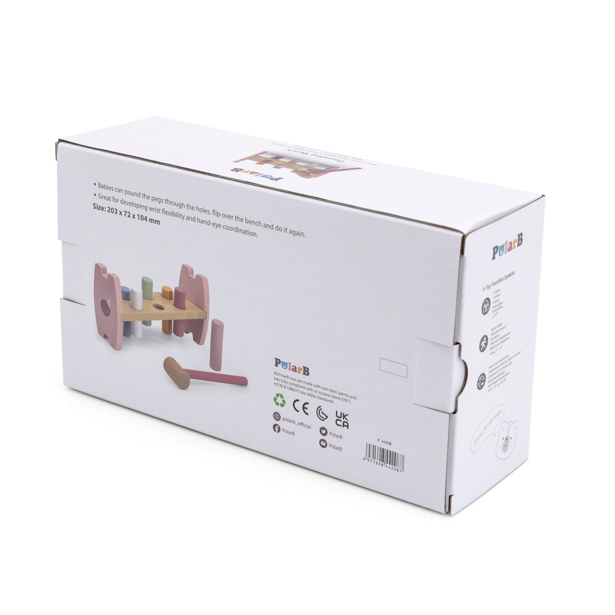 مجموعة PolarB الخشبية للتكديس والضرب بتصميم ثعلب، تتضمن أداة تكديس ثعلب ومقعد ضرب، لعبة تعليمية مستوحاة من مونتيسوري للأطفال الصغار من عمر سنة فما فوق