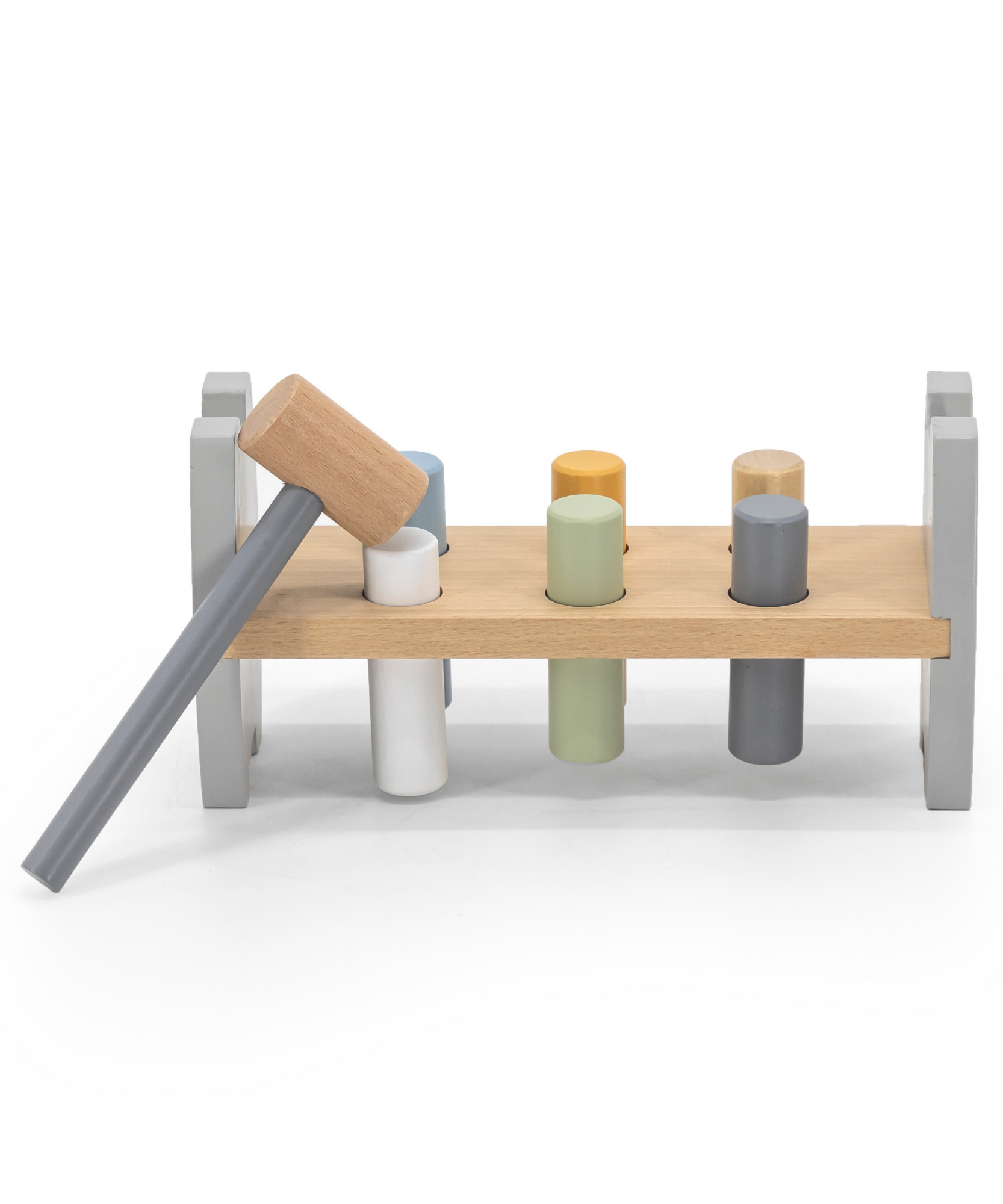 مقعد التكديس والضرب من PolarB Penguin، لعبة خشبية للأطفال 2 في 1 مع مقعد التكديس والضرب، تنمي المهارات الحركية الدقيقة والتنسيق بين اليد والعين، للأعمار من 12 شهرًا فما فوق