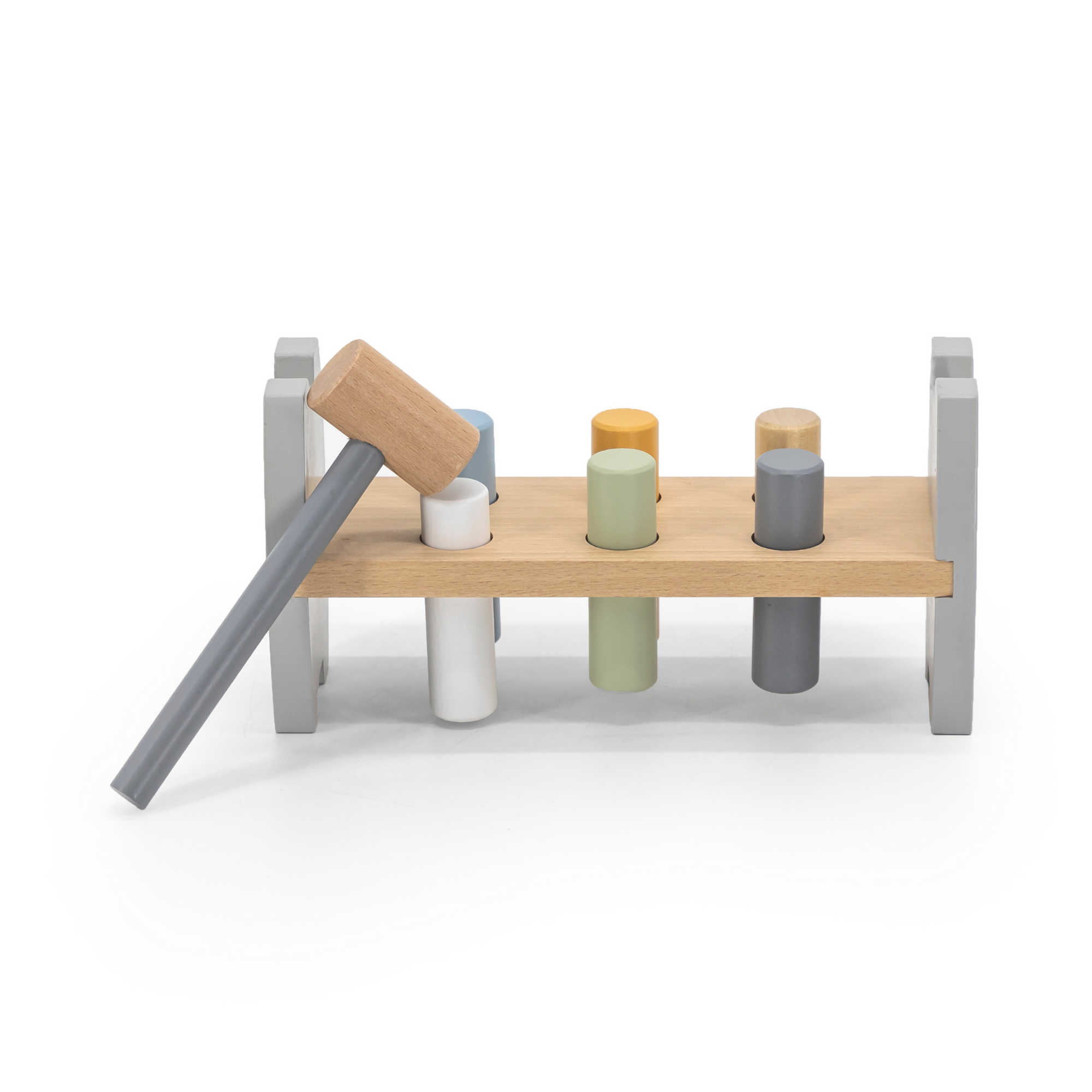 مقعد التكديس والضرب من PolarB Penguin، لعبة خشبية للأطفال 2 في 1 مع مقعد التكديس والضرب، تنمي المهارات الحركية الدقيقة والتنسيق بين اليد والعين، للأعمار من 12 شهرًا فما فوق