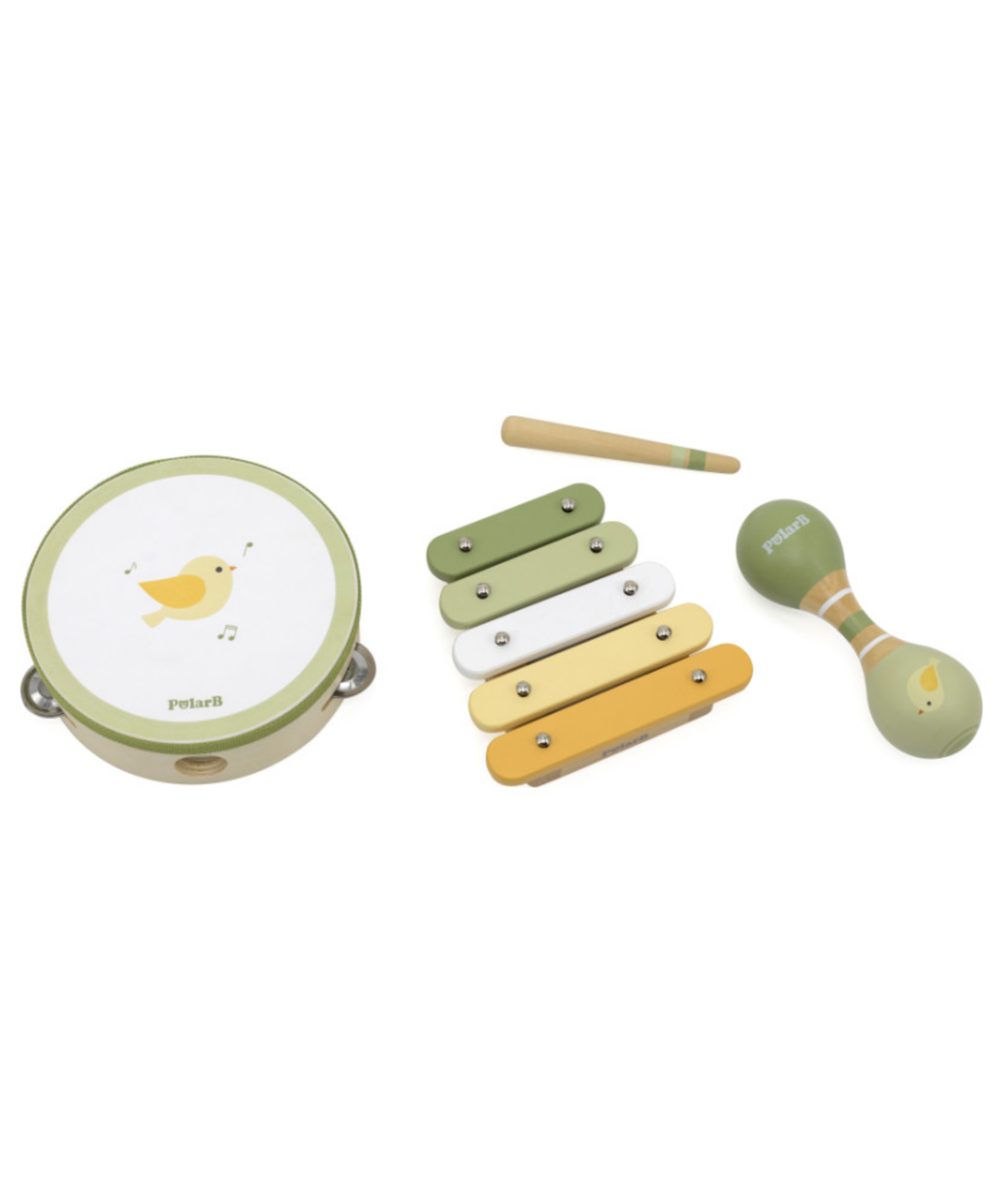 مجموعة موسيقى الطيور الخشبية من PolarB للأطفال الصغار، تتضمن الدف والماراكاس والإكسيليفون، مجموعة ألعاب الآلات الموسيقية للتعلم المبكر واللعب الإبداعي، من عمر 18 شهرًا فما فوق