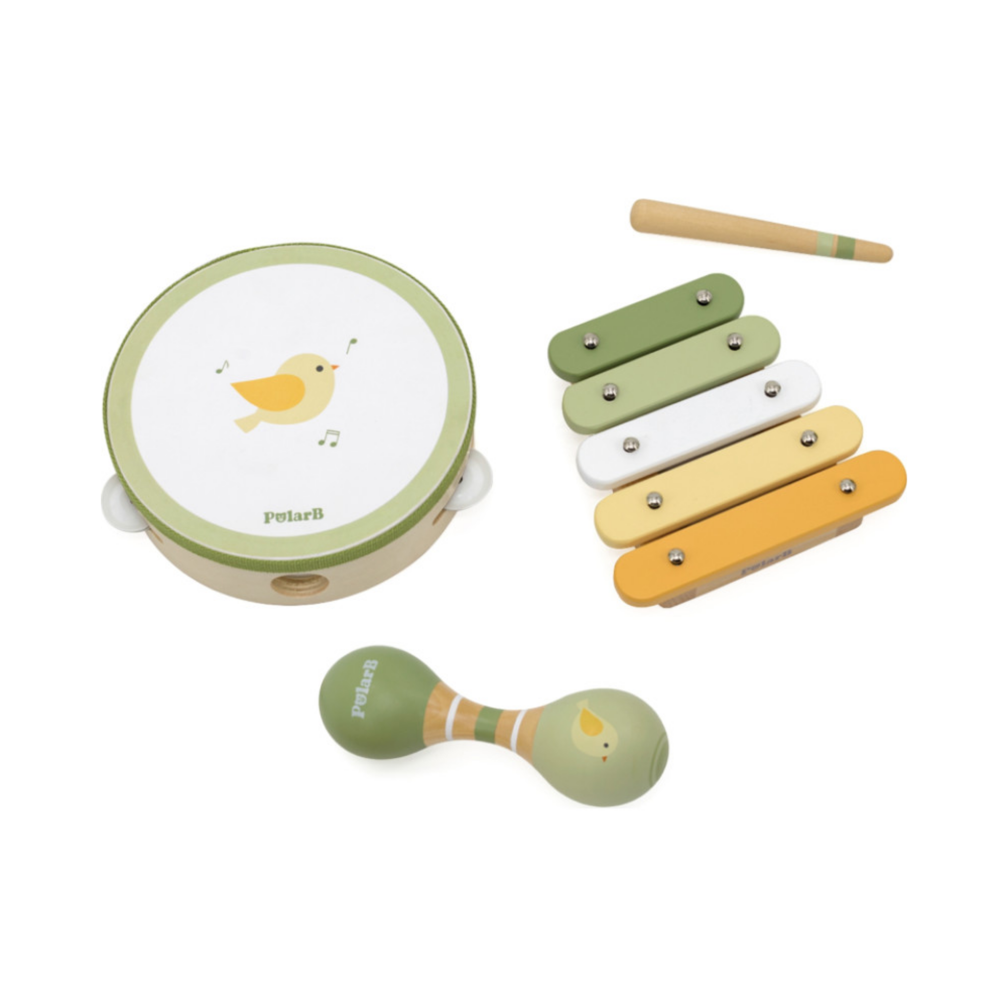 مجموعة موسيقى الطيور الخشبية من PolarB للأطفال الصغار، تتضمن الدف والماراكاس والإكسيليفون، مجموعة ألعاب الآلات الموسيقية للتعلم المبكر واللعب الإبداعي، من عمر 18 شهرًا فما فوق