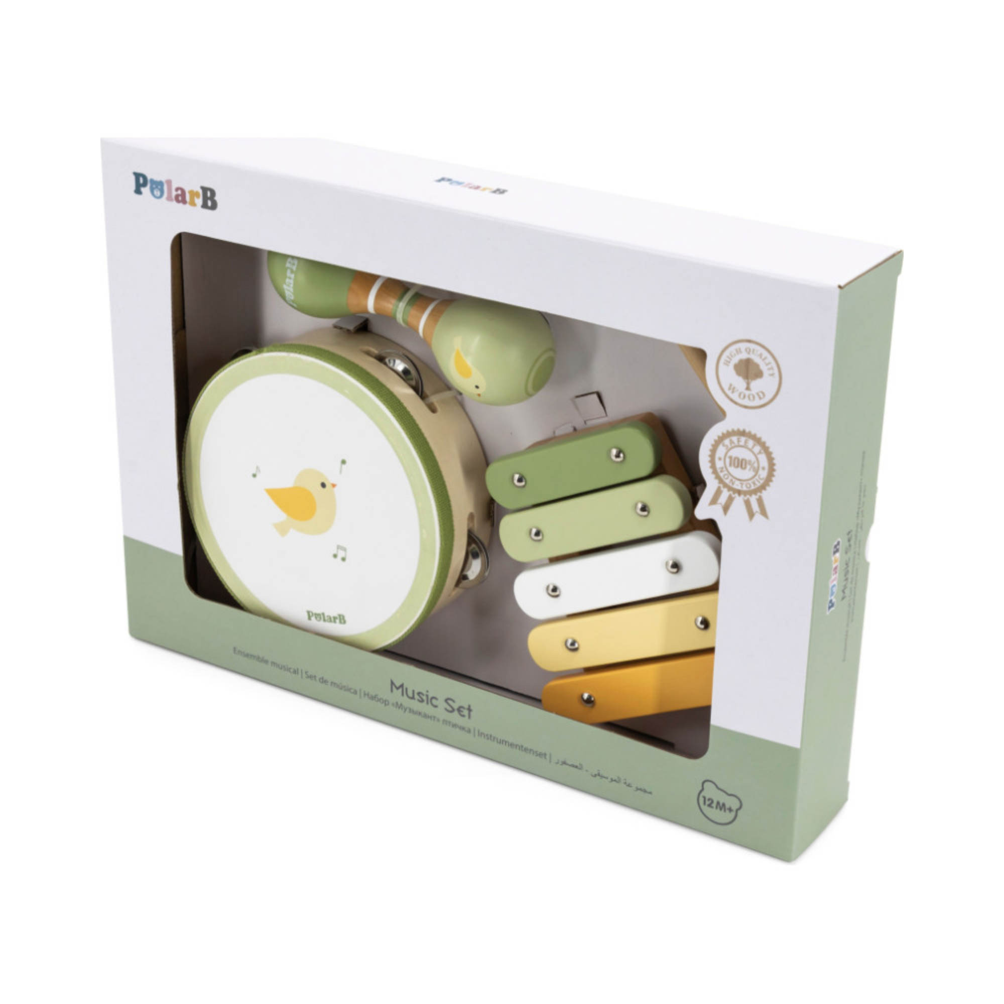 مجموعة موسيقى الطيور الخشبية من PolarB للأطفال الصغار، تتضمن الدف والماراكاس والإكسيليفون، مجموعة ألعاب الآلات الموسيقية للتعلم المبكر واللعب الإبداعي، من عمر 18 شهرًا فما فوق