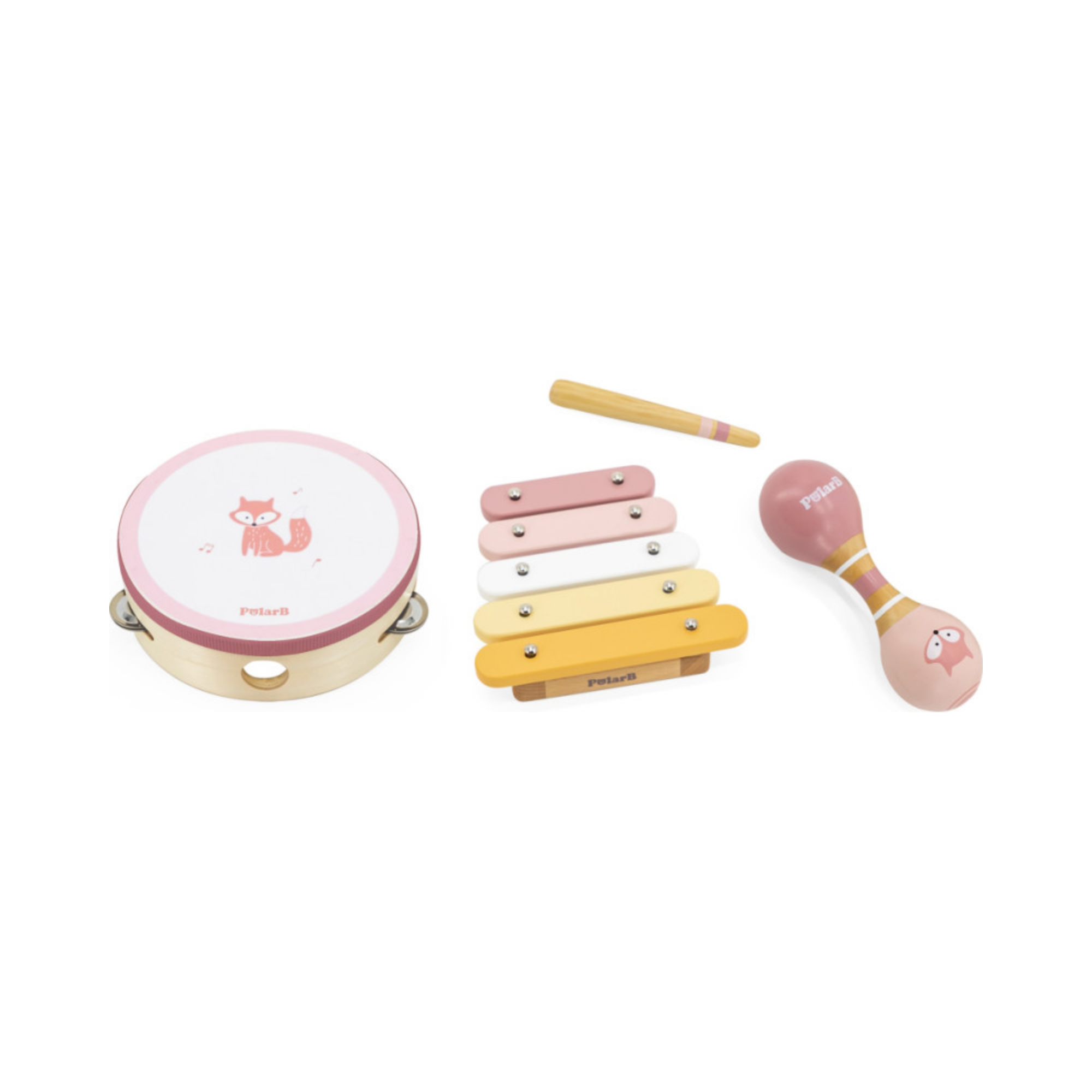 مجموعة موسيقى خشبية من PolarB Fox للأطفال الصغار، تتضمن الدف والماراكاس والإكسيليفون، مجموعة ألعاب الآلات الموسيقية للتعلم المبكر واللعب الإبداعي، من عمر 18 شهرًا فما فوق