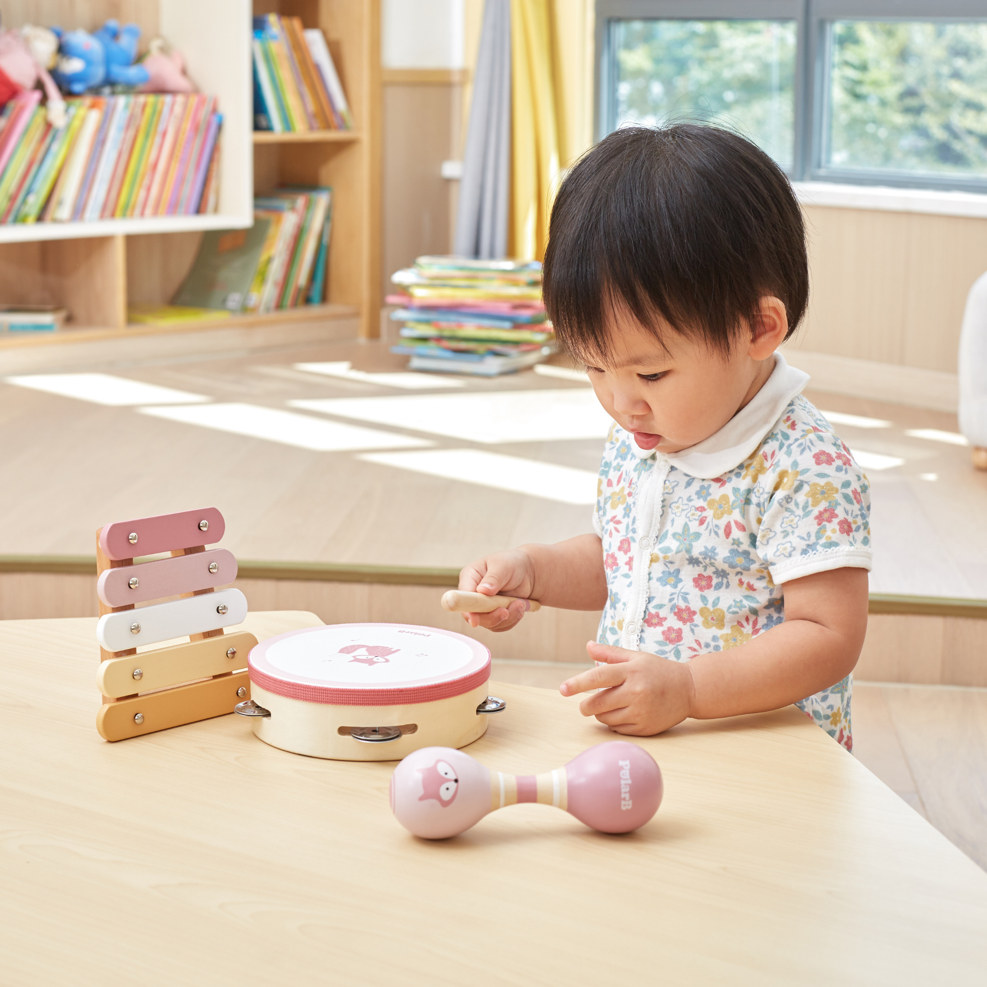 مجموعة موسيقى خشبية من PolarB Fox للأطفال الصغار، تتضمن الدف والماراكاس والإكسيليفون، مجموعة ألعاب الآلات الموسيقية للتعلم المبكر واللعب الإبداعي، من عمر 18 شهرًا فما فوق
