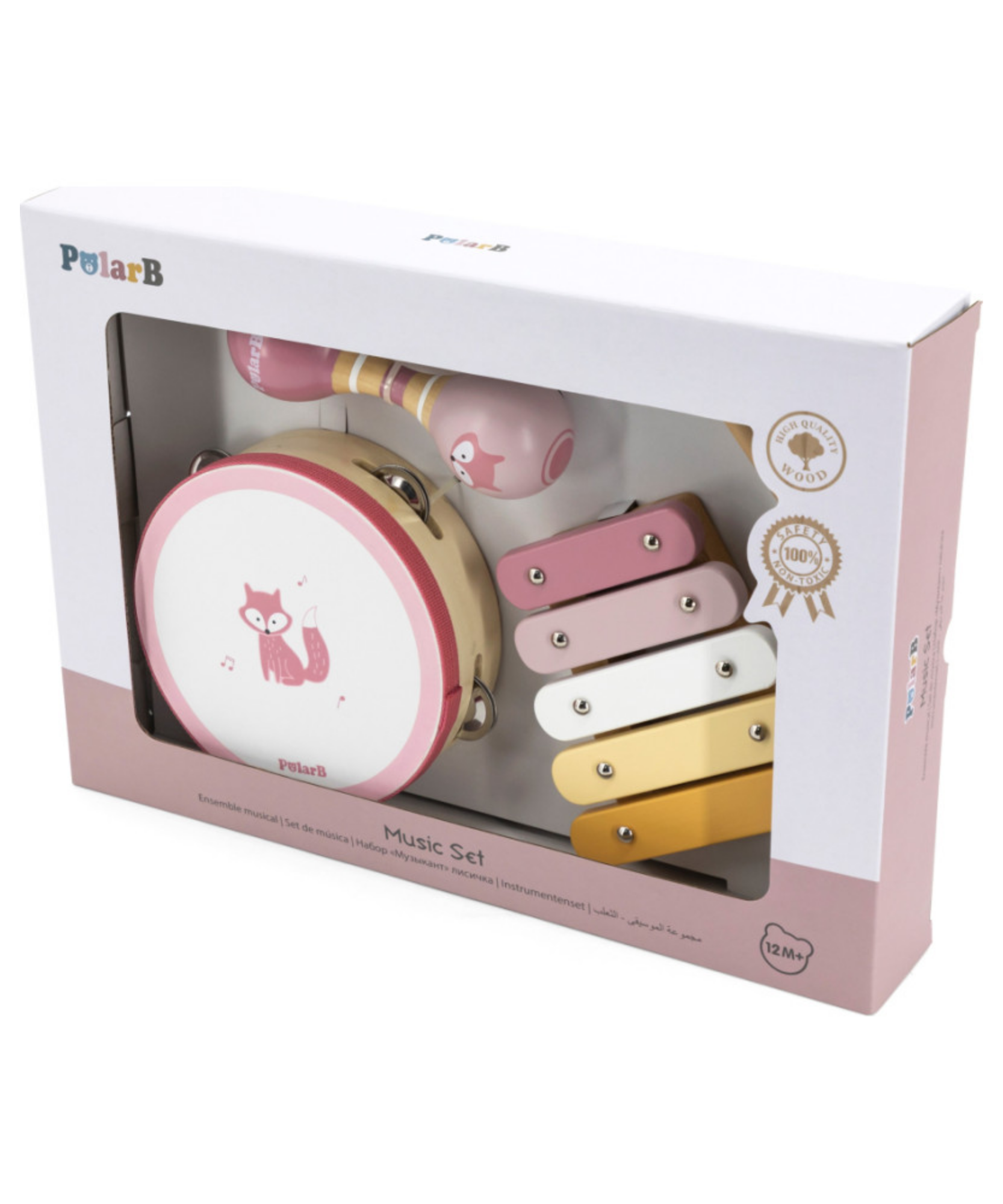 مجموعة موسيقى خشبية من PolarB Fox للأطفال الصغار، تتضمن الدف والماراكاس والإكسيليفون، مجموعة ألعاب الآلات الموسيقية للتعلم المبكر واللعب الإبداعي، من عمر 18 شهرًا فما فوق
