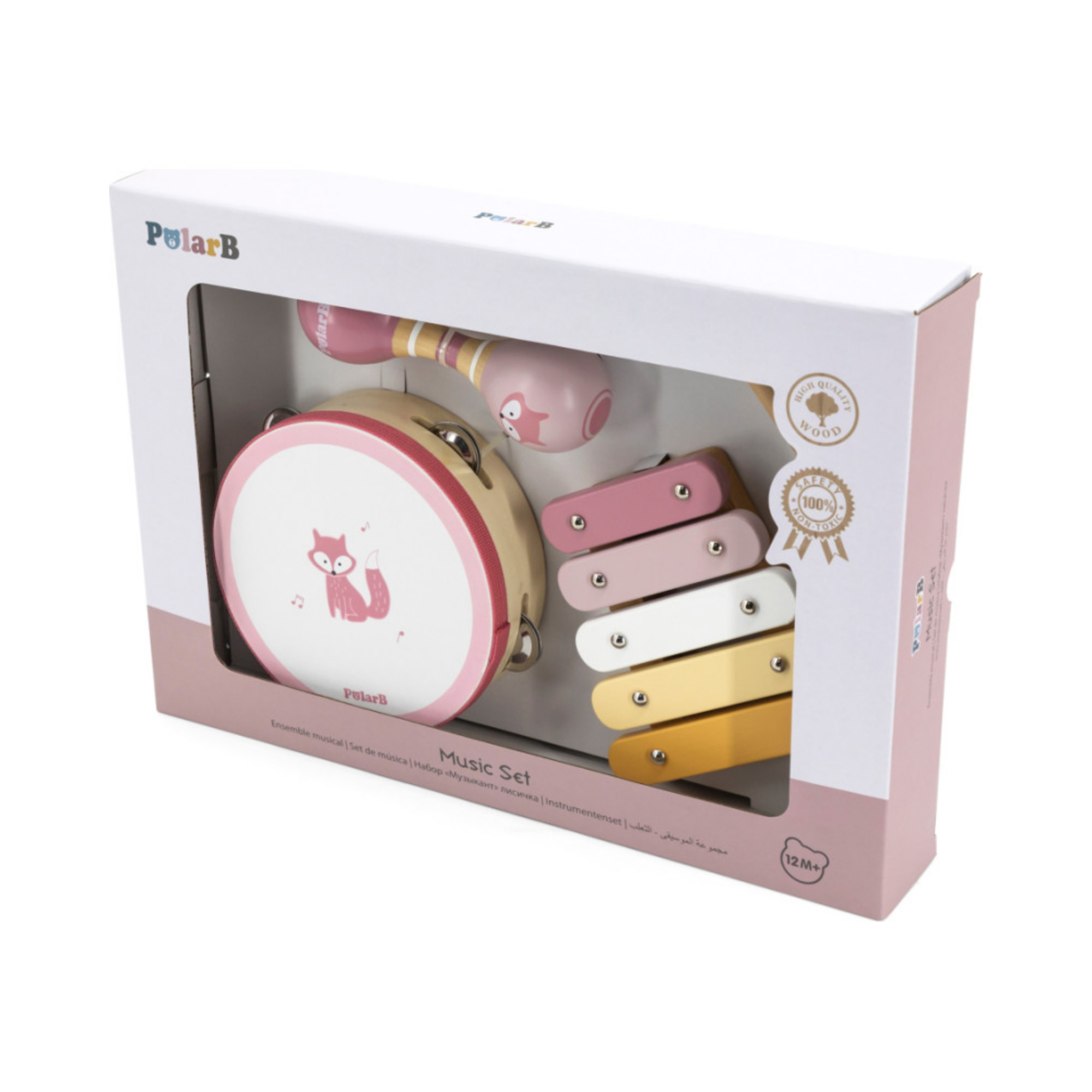 مجموعة موسيقى خشبية من PolarB Fox للأطفال الصغار، تتضمن الدف والماراكاس والإكسيليفون، مجموعة ألعاب الآلات الموسيقية للتعلم المبكر واللعب الإبداعي، من عمر 18 شهرًا فما فوق