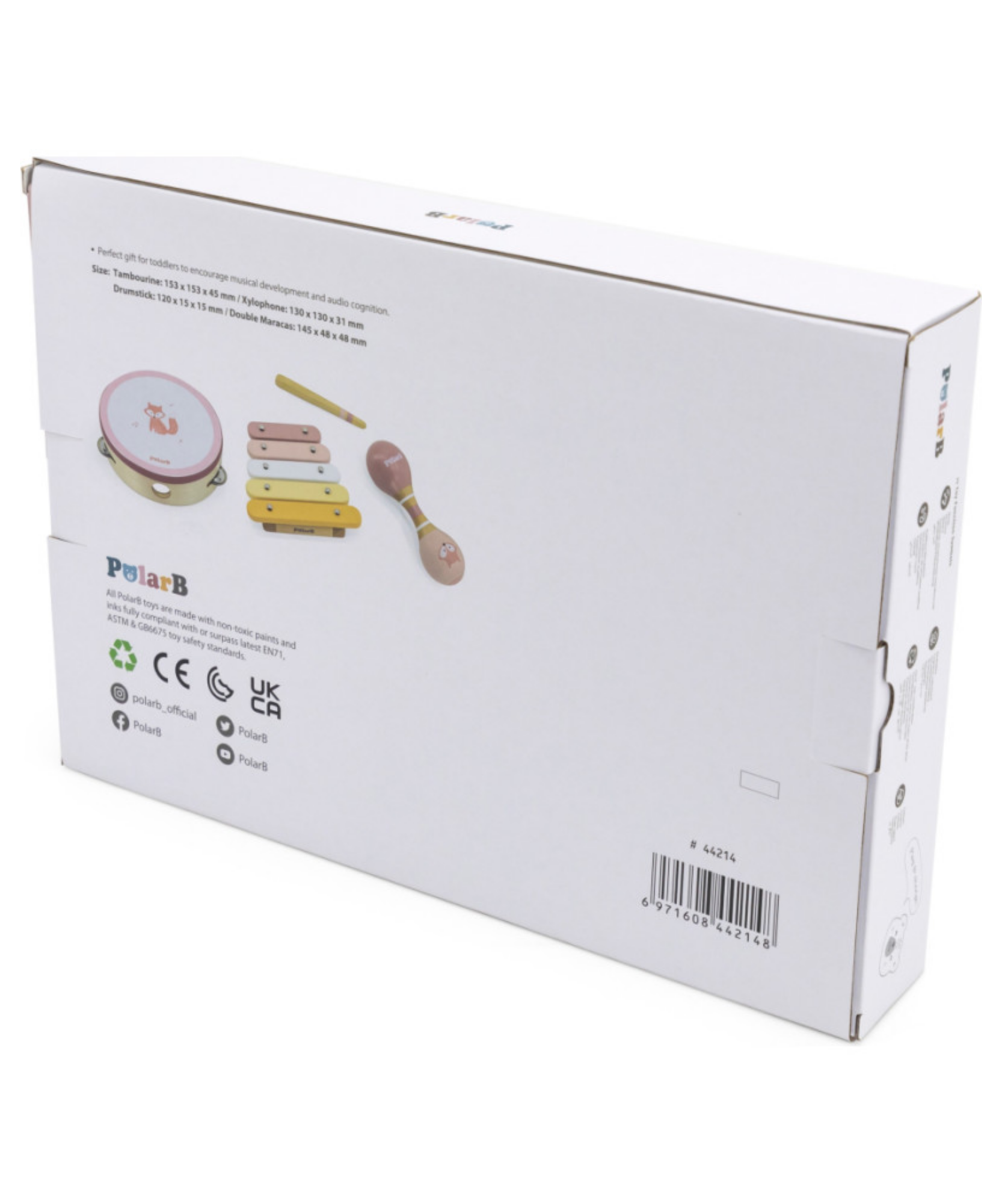 مجموعة موسيقى خشبية من PolarB Fox للأطفال الصغار، تتضمن الدف والماراكاس والإكسيليفون، مجموعة ألعاب الآلات الموسيقية للتعلم المبكر واللعب الإبداعي، من عمر 18 شهرًا فما فوق