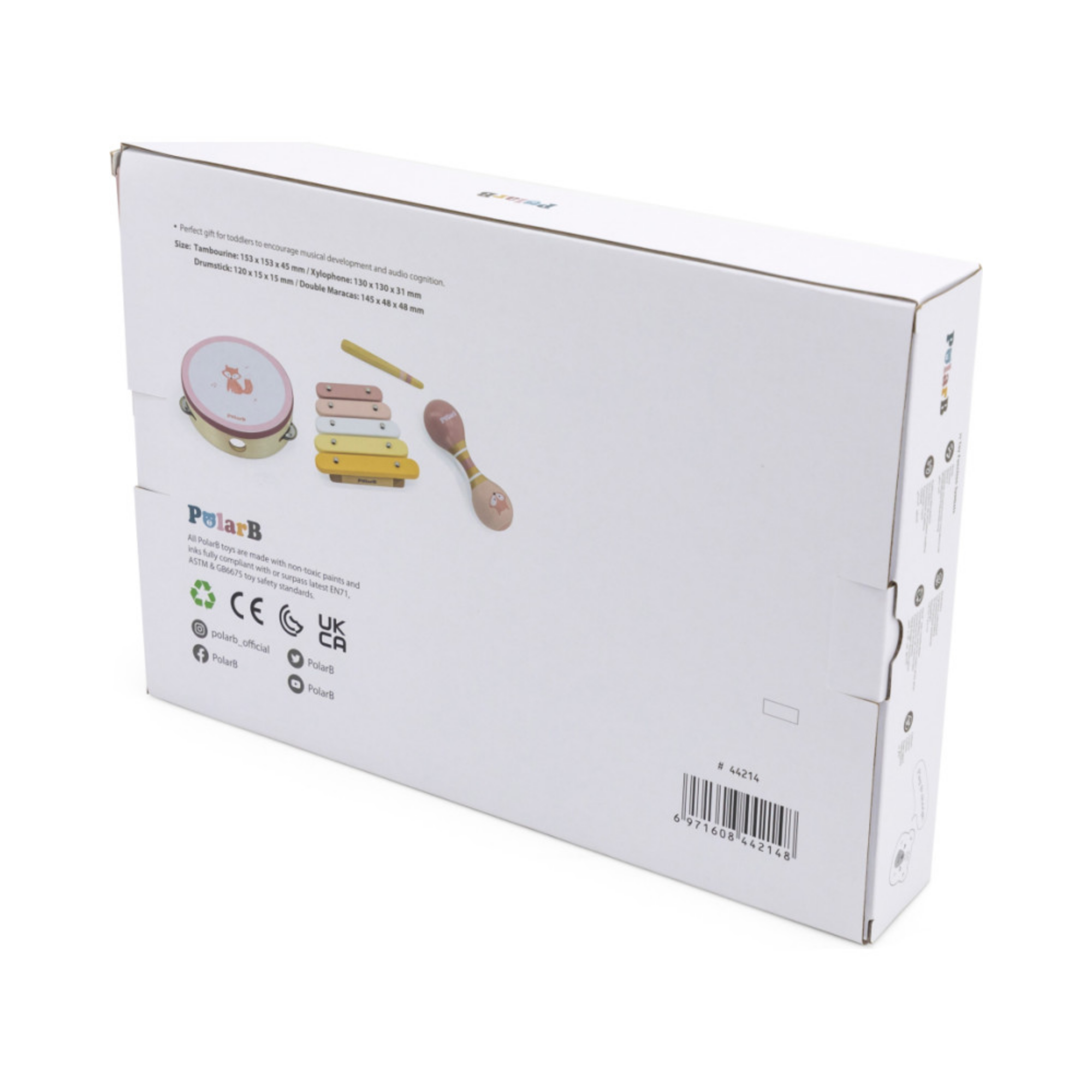 مجموعة موسيقى خشبية من PolarB Fox للأطفال الصغار، تتضمن الدف والماراكاس والإكسيليفون، مجموعة ألعاب الآلات الموسيقية للتعلم المبكر واللعب الإبداعي، من عمر 18 شهرًا فما فوق