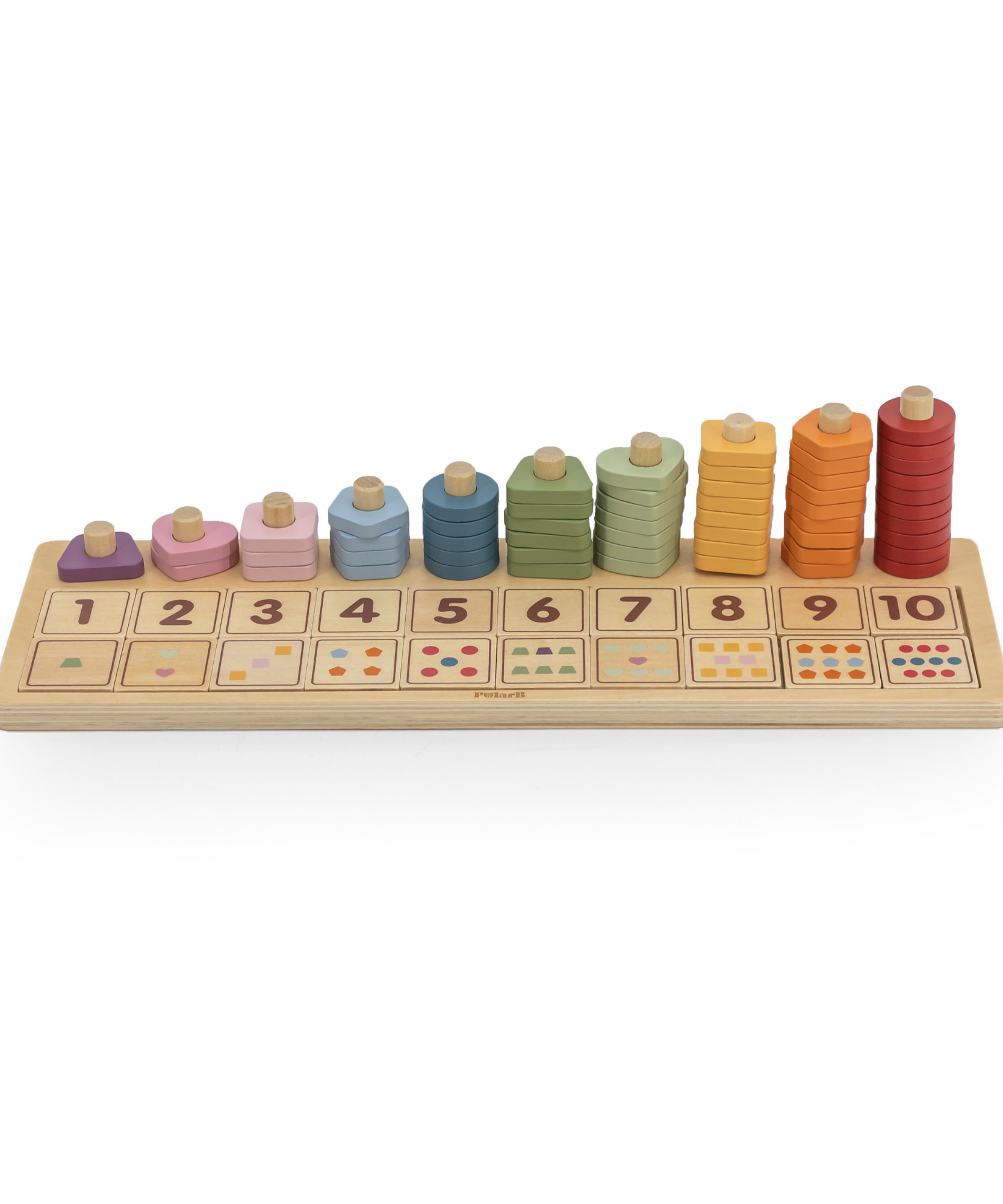 لعبة العد والمطابقة الخشبية التعليمية من PolarB، مجموعة مونتيسوري للرياضيات من 86 قطعة مع 55 حلقة ملونة و20 مكعبًا للأرقام، التعلم المبكر للأطفال الصغار ومرحلة ما قبل المدرسة من سن 3 سنوات فما فوق