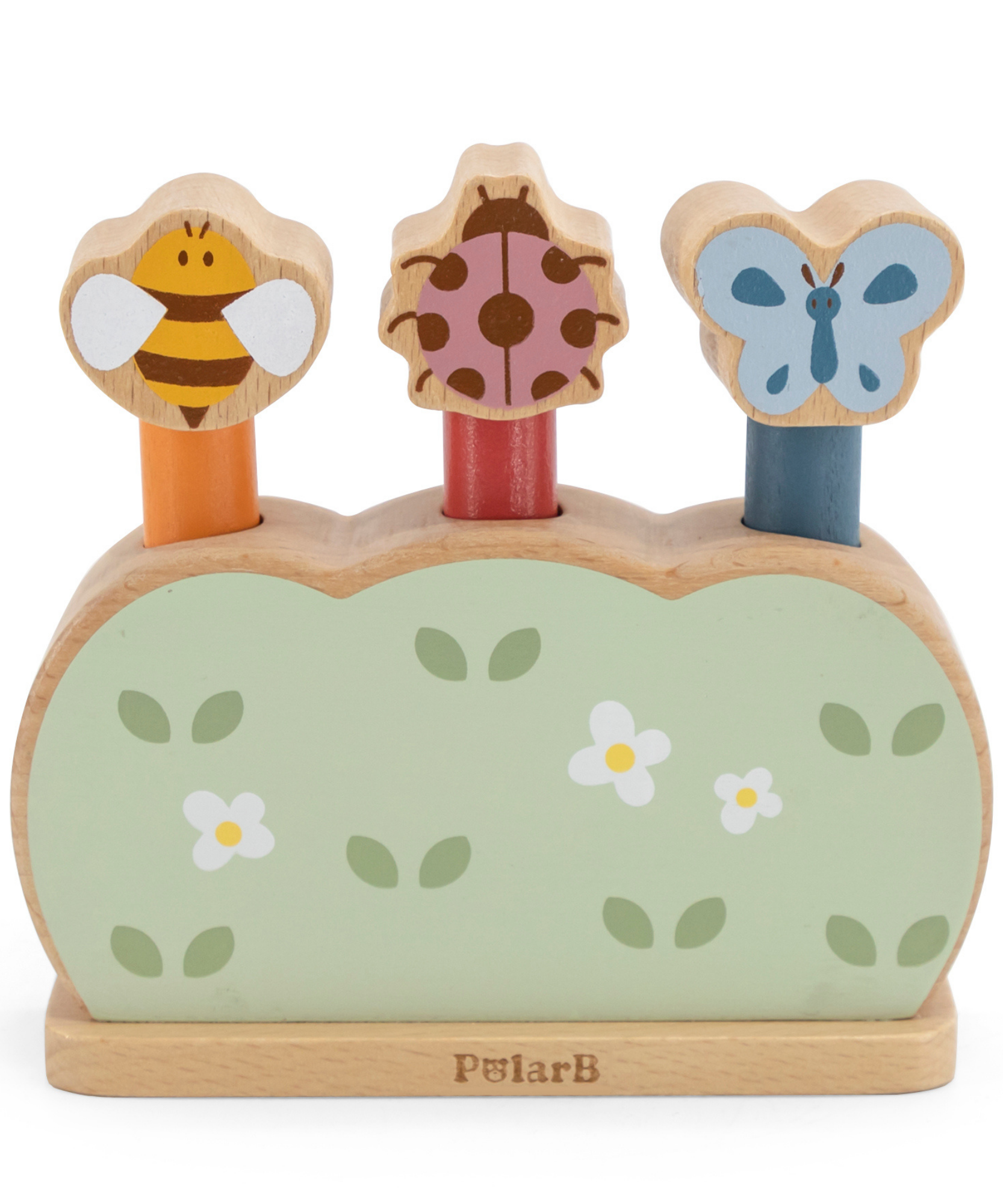لعبة حديقة خشبية منبثقة من PolarB للأطفال الصغار، لعبة قفز على شكل حيوانات لتنمية المهارات الحركية الدقيقة، وتنسيق حركة اليد والعين، وتعلم السبب والنتيجة، مناسبة للأعمار من 18 شهرًا فما فوق