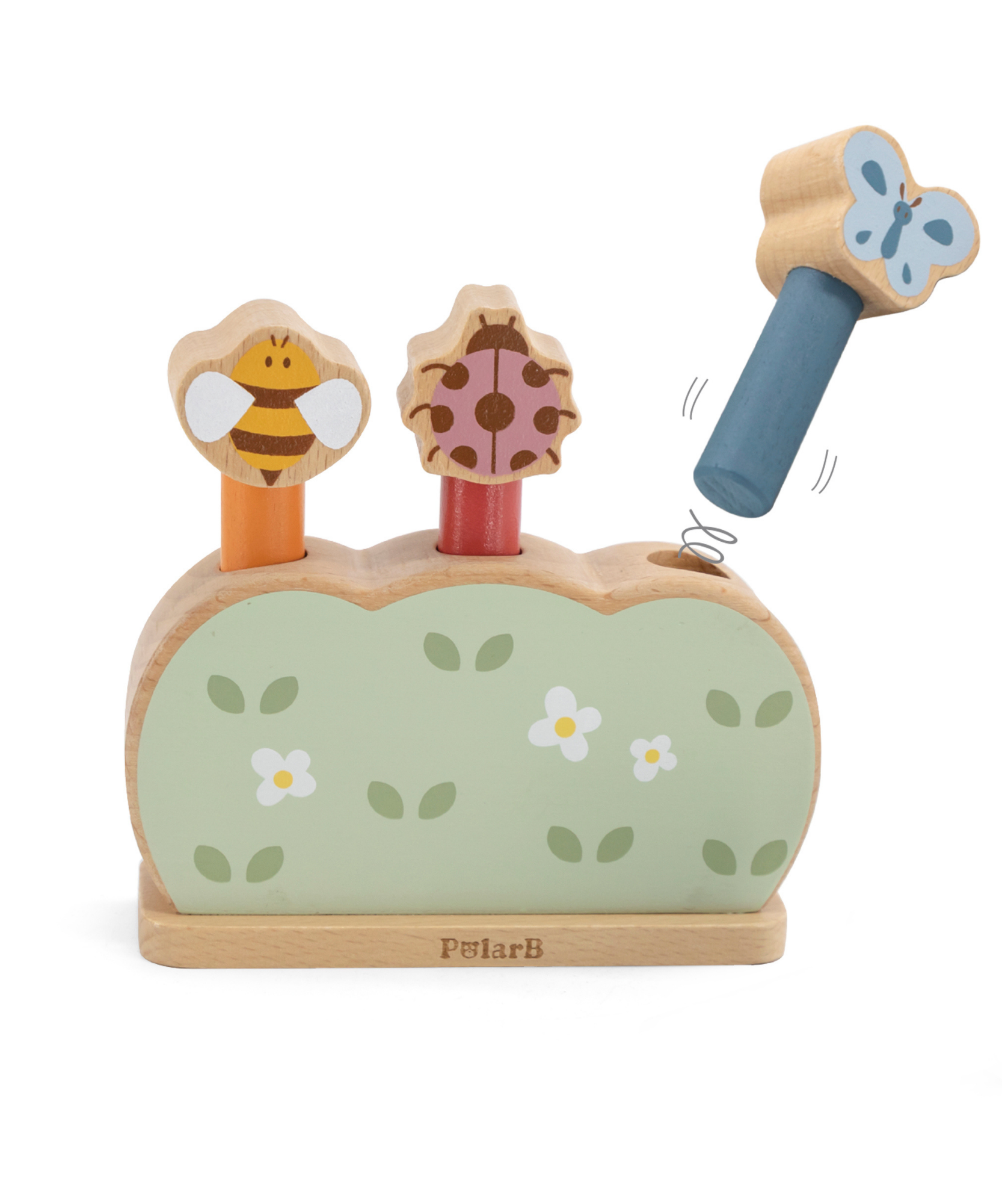 لعبة حديقة خشبية منبثقة من PolarB للأطفال الصغار، لعبة قفز على شكل حيوانات لتنمية المهارات الحركية الدقيقة، وتنسيق حركة اليد والعين، وتعلم السبب والنتيجة، مناسبة للأعمار من 18 شهرًا فما فوق