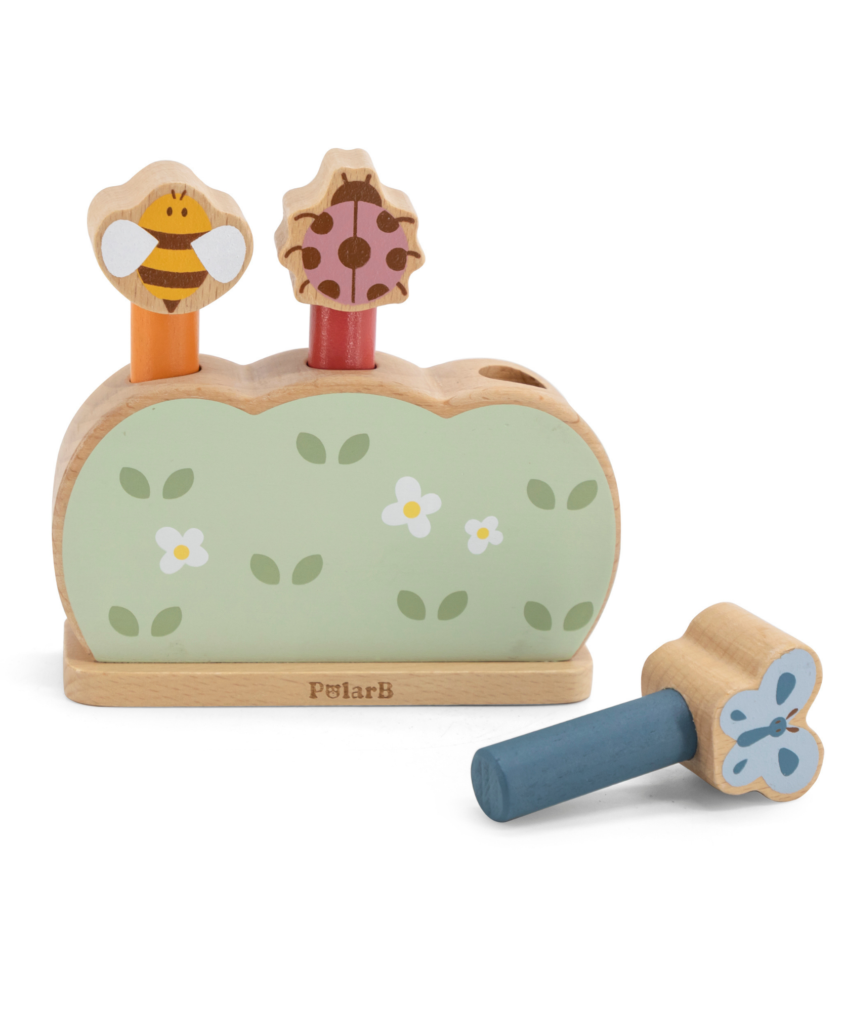 لعبة حديقة خشبية منبثقة من PolarB للأطفال الصغار، لعبة قفز على شكل حيوانات لتنمية المهارات الحركية الدقيقة، وتنسيق حركة اليد والعين، وتعلم السبب والنتيجة، مناسبة للأعمار من 18 شهرًا فما فوق