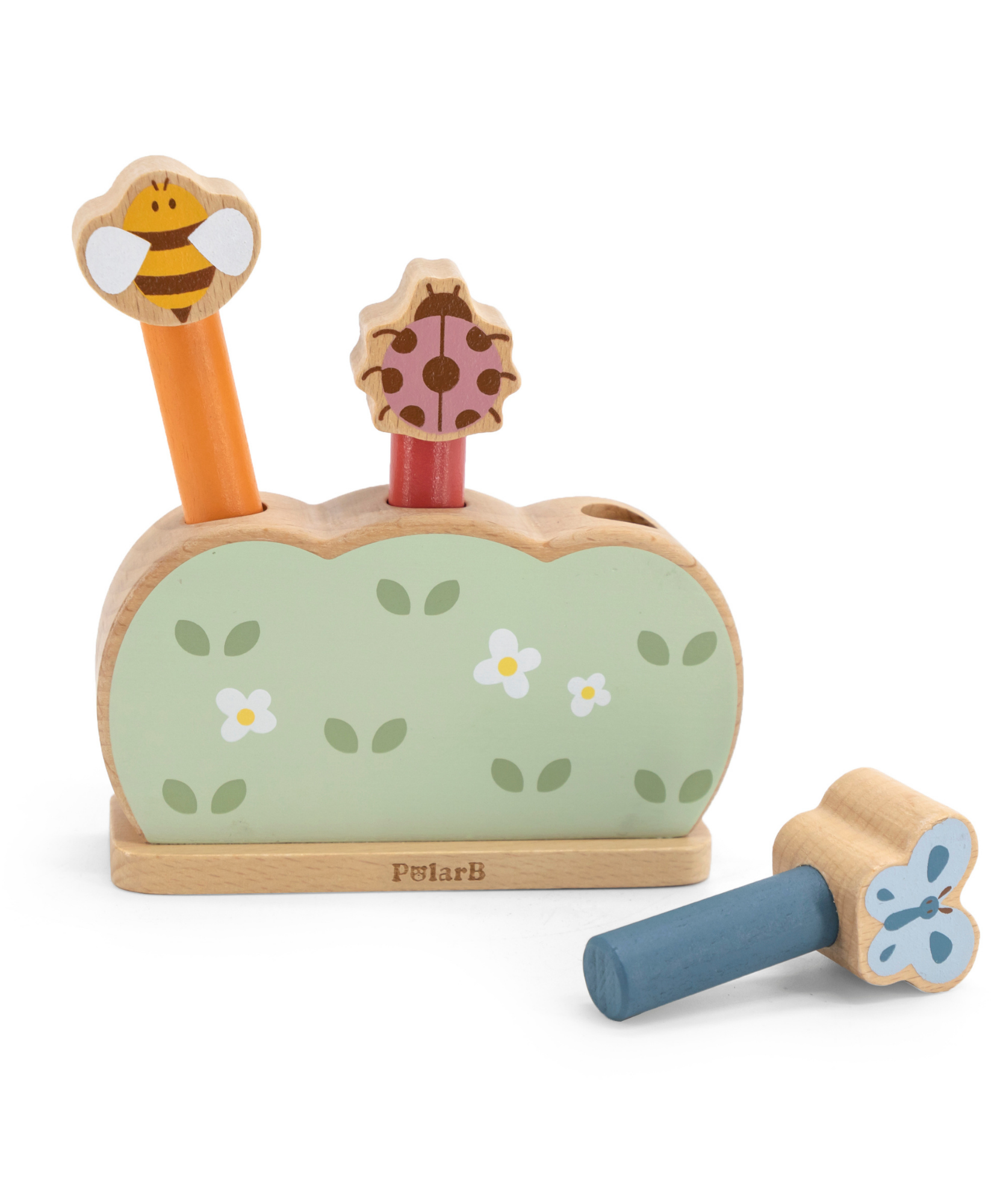 لعبة حديقة خشبية منبثقة من PolarB للأطفال الصغار، لعبة قفز على شكل حيوانات لتنمية المهارات الحركية الدقيقة، وتنسيق حركة اليد والعين، وتعلم السبب والنتيجة، مناسبة للأعمار من 18 شهرًا فما فوق