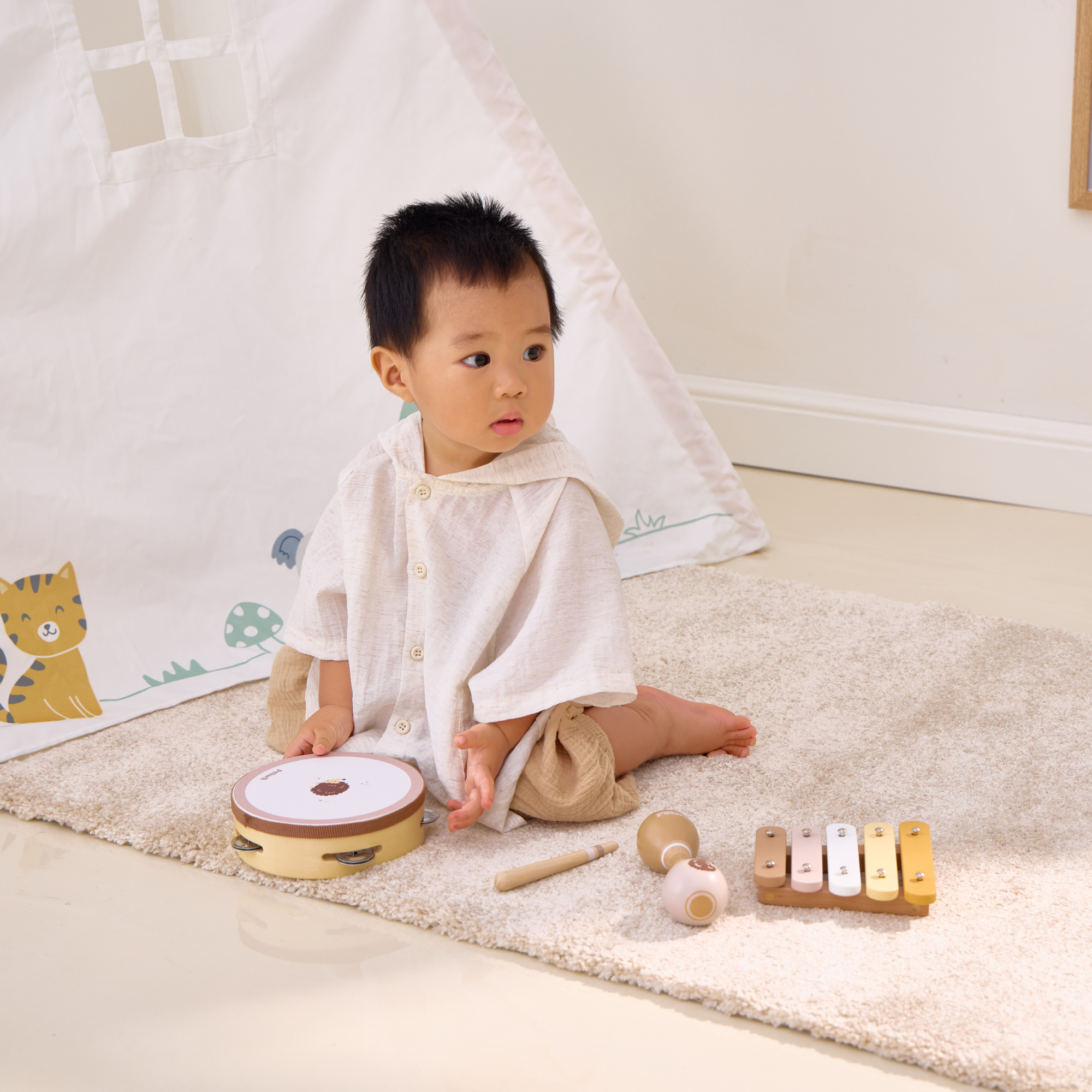 مجموعة موسيقى خشبية على شكل قنفذ من PolarB للأطفال الصغار، تتضمن الدف والماراكاس والإكسيليفون، مجموعة ألعاب الآلات الموسيقية للتعلم المبكر واللعب الإبداعي، من عمر 18 شهرًا فما فوق