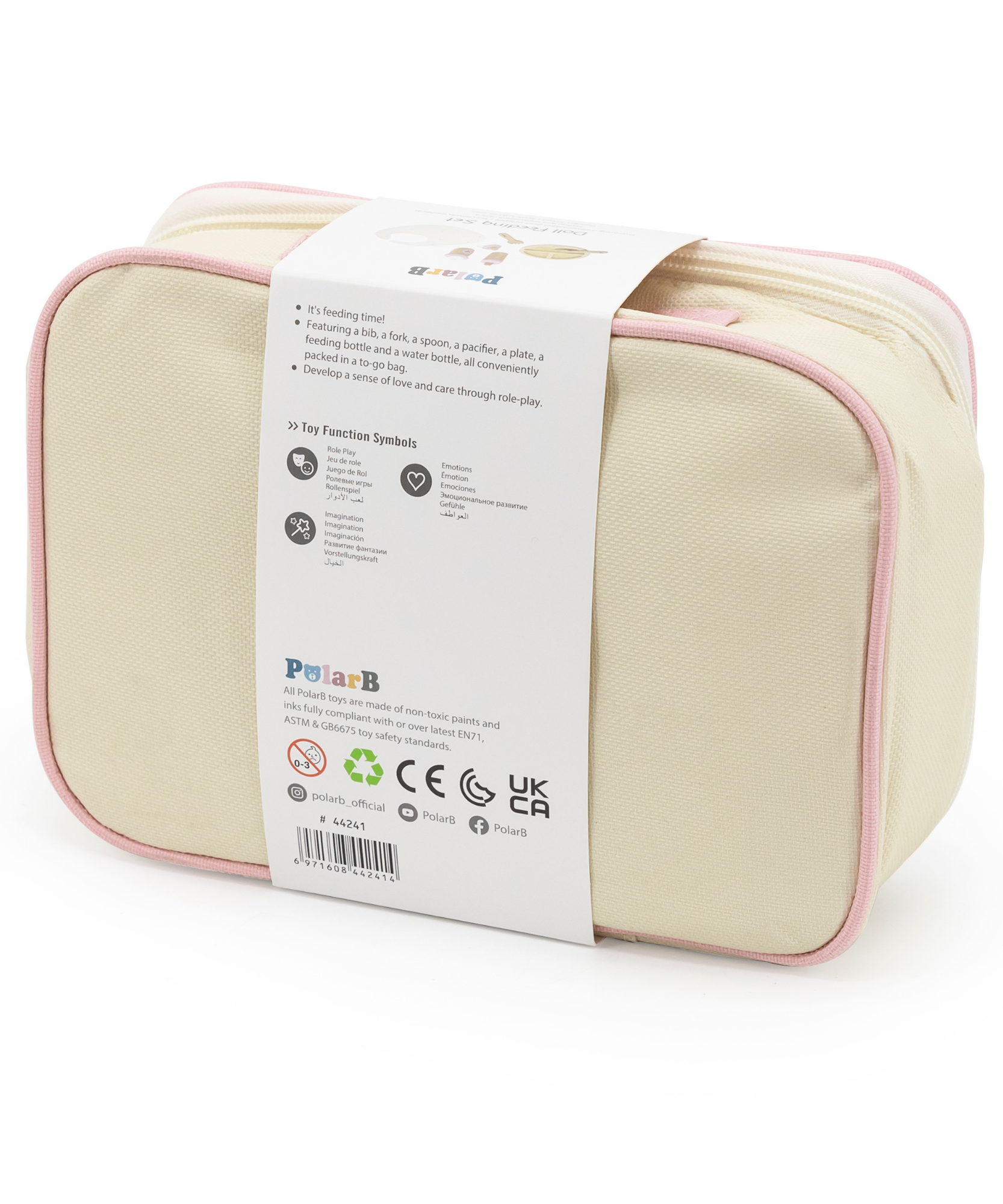 مجموعة تغذية الدمى الخشبية من PolarB للأطفال، مجموعة لعب تظاهري من 8 قطع مع حقيبة، تشجع على التعاطف واللعب الخيالي والمهارات الاجتماعية، للأعمار من 3 سنوات فما فوق