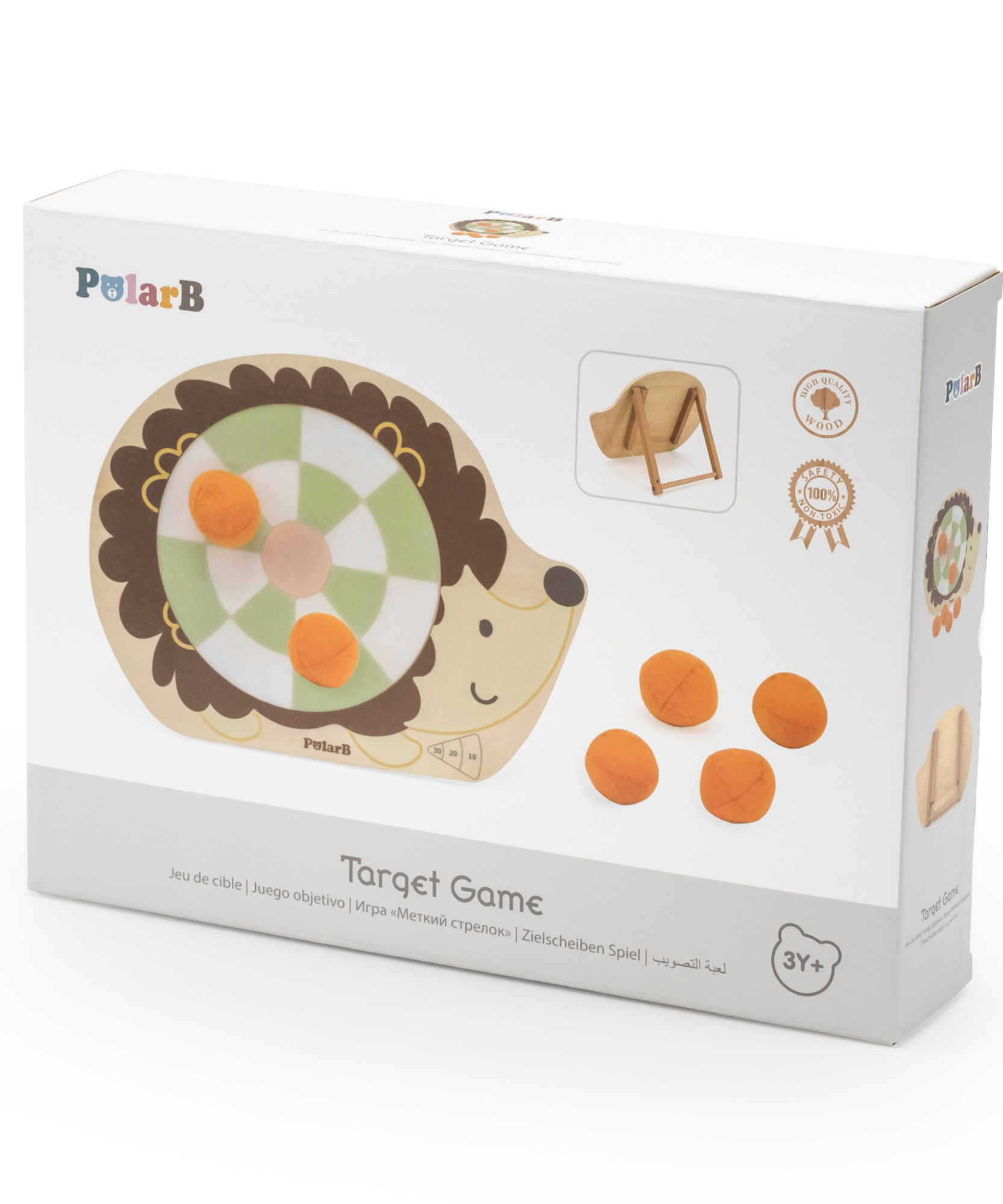 لعبة بولار بي الخشبية للأطفال، لعبة تصويب على شكل قنفذ مع 6 كرات رمي، تنمي التنسيق بين اليد والعين والمهارات الحركية، لعبة داخلية وخارجية للأعمار من 3 سنوات فما فوق