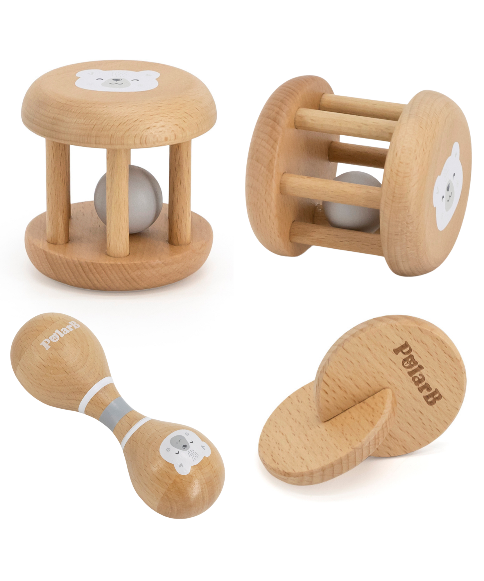 صندوق PolarB FSC Grow-with-Me Sensory Seekers، مجموعة ألعاب حسية مستوحاة من مونتيسوري للأطفال من عمر 0 إلى 6 أشهر، تتضمن بطاقات عالية التباين، ومرآة، وماراكاس، وخشخيشة، وأقراص، وكرات ذات ملمس مميز