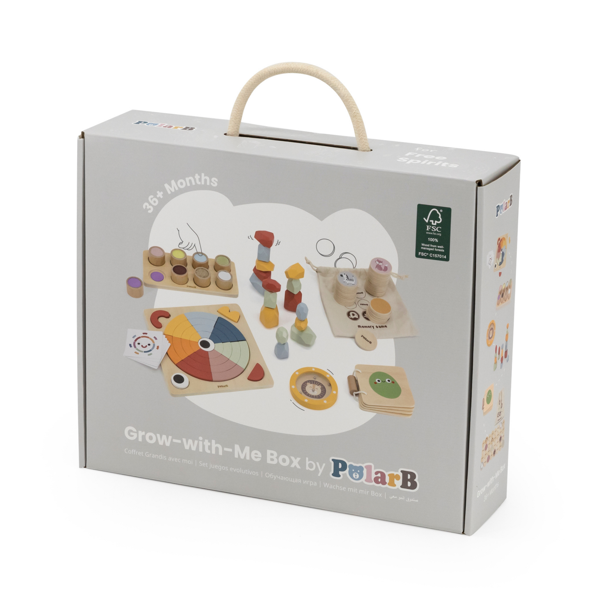 مجموعة ألعاب تعليمية للأطفال الصغار من PolarB Grow-with-Me Free Spirits، تُنمي المهارات الحسية والحركية والذاكرة والعواطف والأنشطة الإبداعية، وهي ألعاب خشبية صديقة للبيئة للأطفال من سن 3 سنوات فما فوق