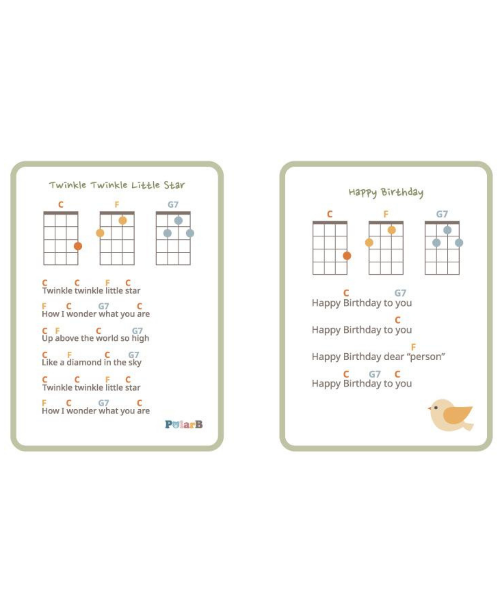 يوكاليل خشبي من PolarB للأطفال، آلة موسيقية خضراء مع نوتة موسيقية، لعبة تعليمية موسيقية للأطفال الصغار من سن 3 سنوات فما فوق