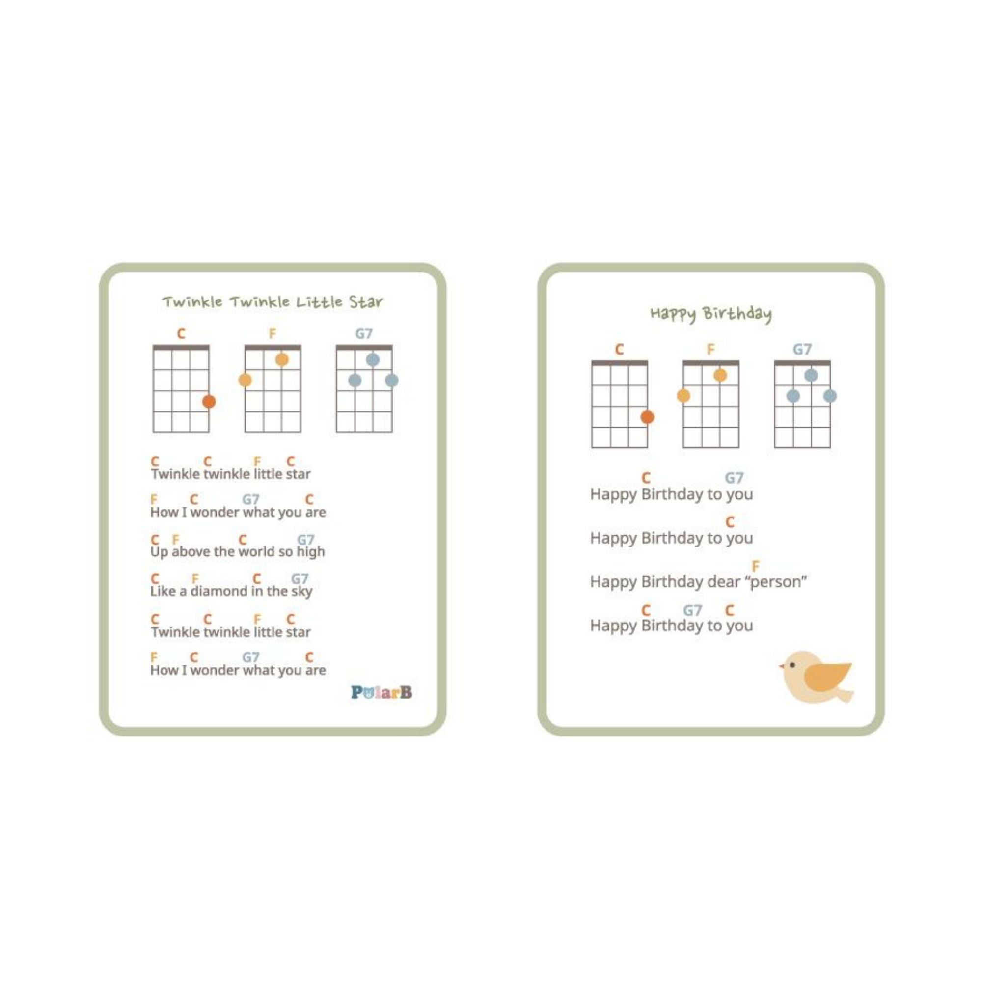 يوكاليل خشبي من PolarB للأطفال، آلة موسيقية خضراء مع نوتة موسيقية، لعبة تعليمية موسيقية للأطفال الصغار من سن 3 سنوات فما فوق