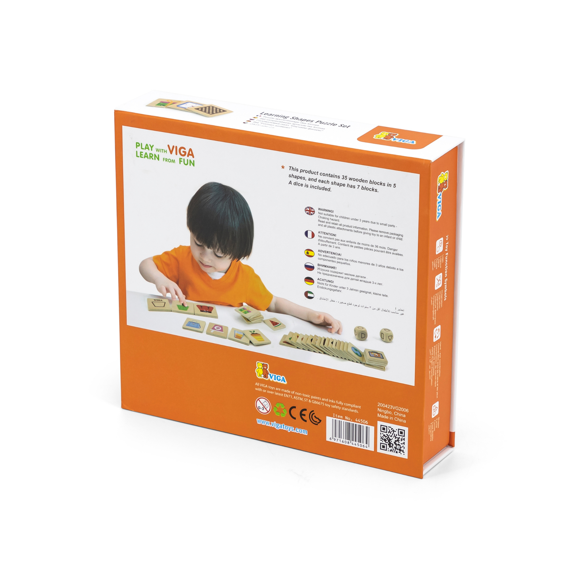 لعبة فيجا التعليمية للأشكال، 35 قطعة أحجية مطابقة ومختلطة، لعبة مونتيسوري خشبية، تُنمّي المهارات الحسية والإدراكية والحركية الدقيقة، غير سامة وصديقة للبيئة، للأطفال من سن 3 سنوات فما فوق.