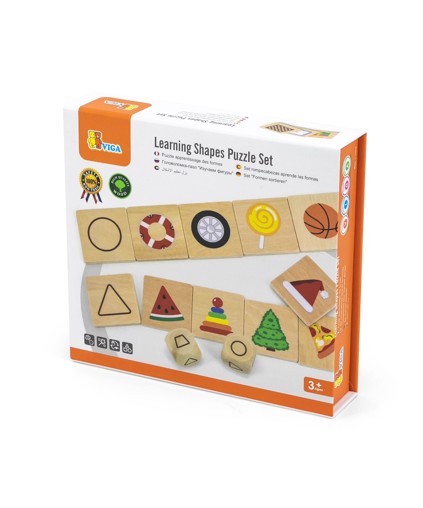لعبة فيجا التعليمية للأشكال، 35 قطعة أحجية مطابقة ومختلطة، لعبة مونتيسوري خشبية، تُنمّي المهارات الحسية والإدراكية والحركية الدقيقة، غير سامة وصديقة للبيئة، للأطفال من سن 3 سنوات فما فوق.