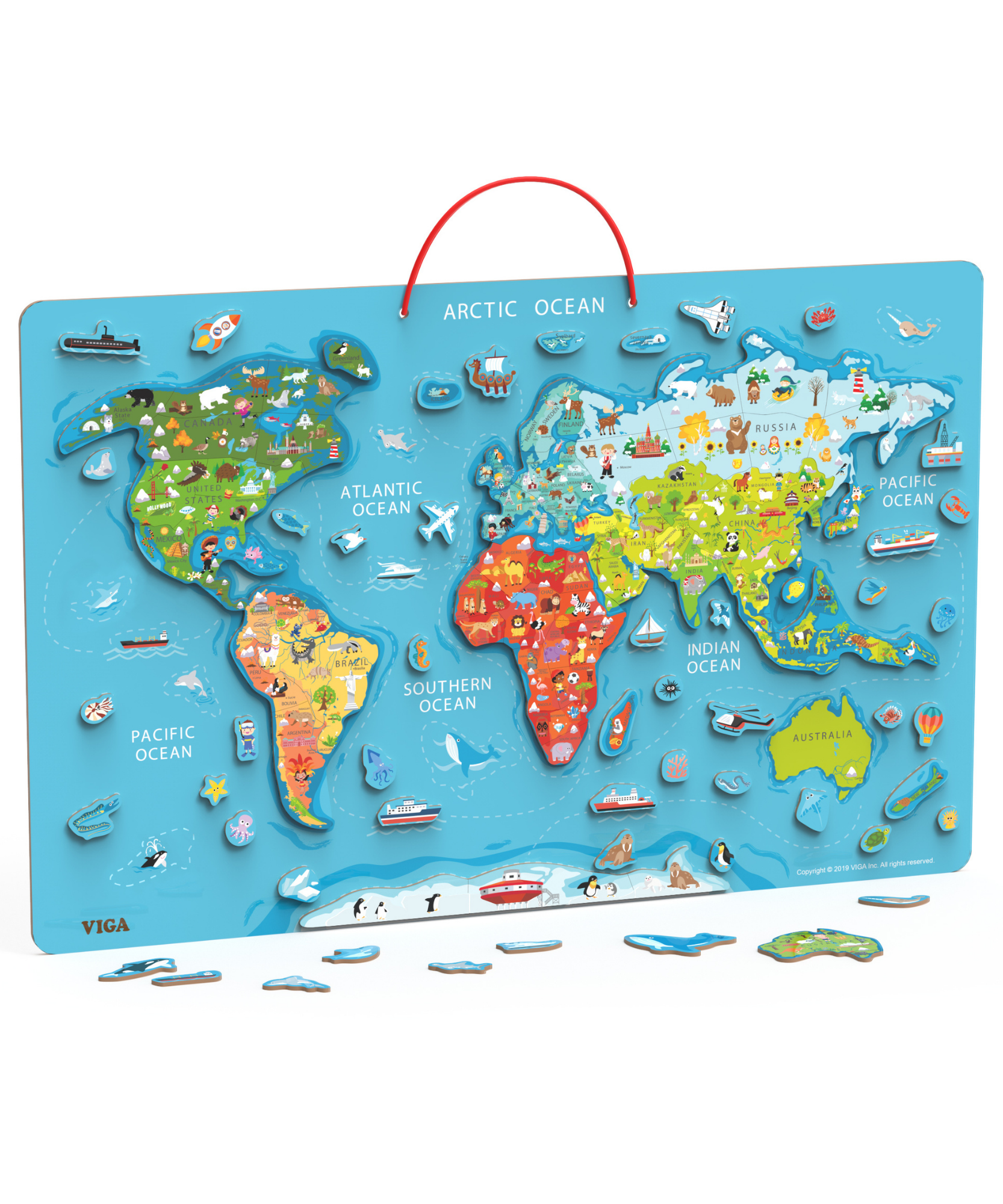 لوحة مسح جاف من فيجا مع أحجية عالم مغناطيسية، لعبة مونتيسوري خشبية، تنمي المهارات الحسية والإدراكية والحركية الدقيقة، لعبة تعليمية للأطفال غير سامة وصديقة للبيئة، مناسبة للأطفال من سن 3 سنوات فما فوق