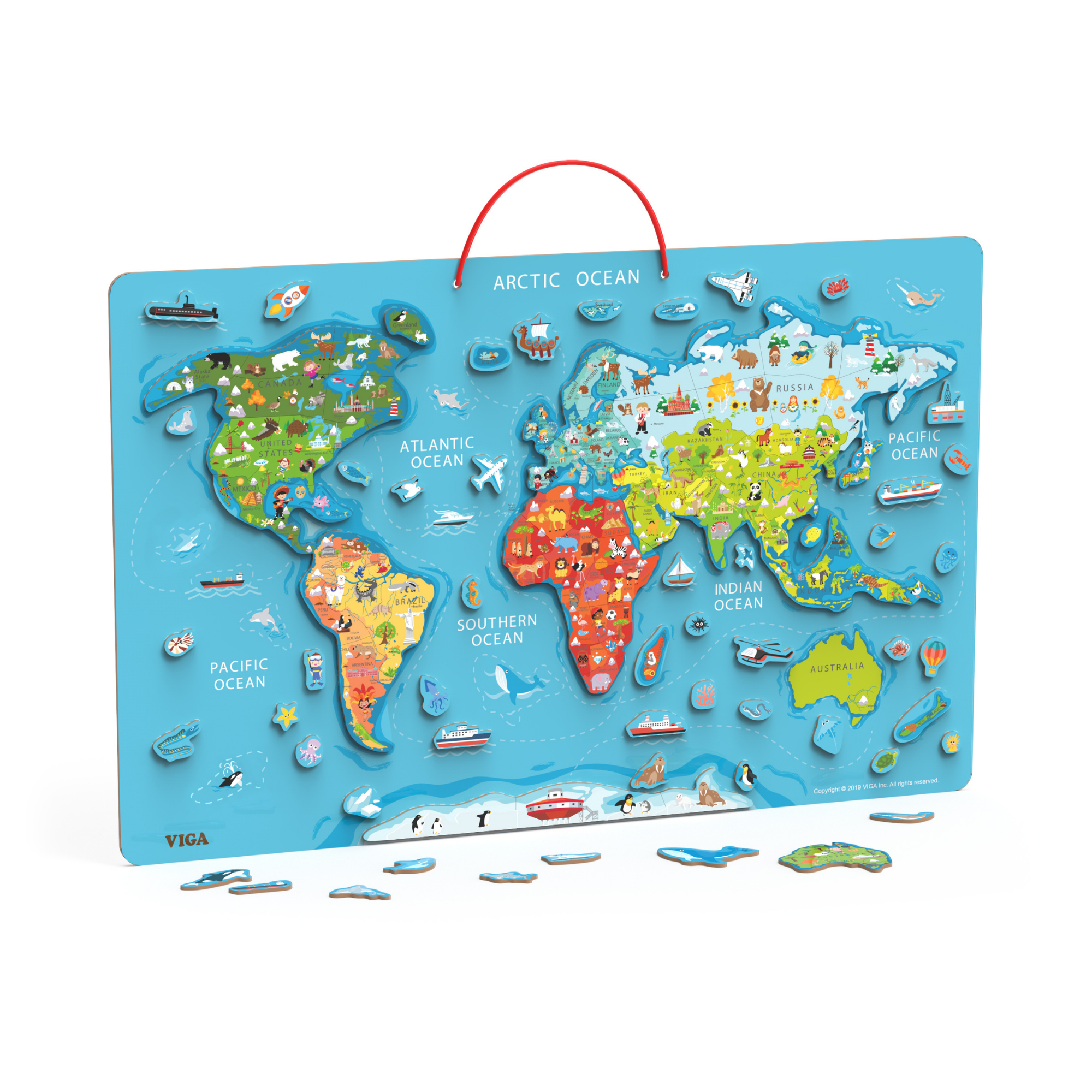 لوحة مسح جاف من فيجا مع أحجية عالم مغناطيسية، لعبة مونتيسوري خشبية، تنمي المهارات الحسية والإدراكية والحركية الدقيقة، لعبة تعليمية للأطفال غير سامة وصديقة للبيئة، مناسبة للأطفال من سن 3 سنوات فما فوق