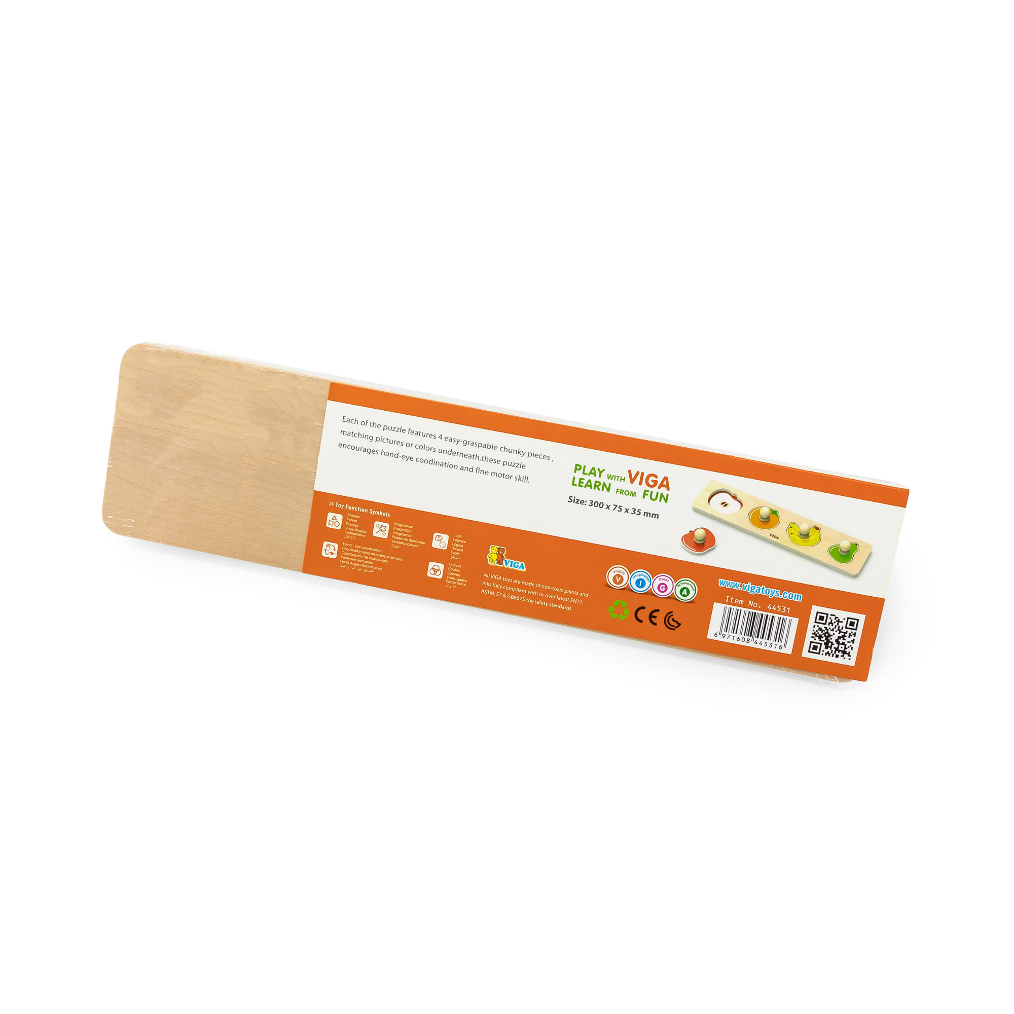 لعبة أحجية فيجا فروتس، مكونة من 4 قطع، لعبة مونتيسوري الخشبية، تنمي المهارات الحسية والإدراكية والحركية الدقيقة، غير سامة وصديقة للبيئة، مناسبة للأولاد والبنات من سن 12 شهرًا فما فوق