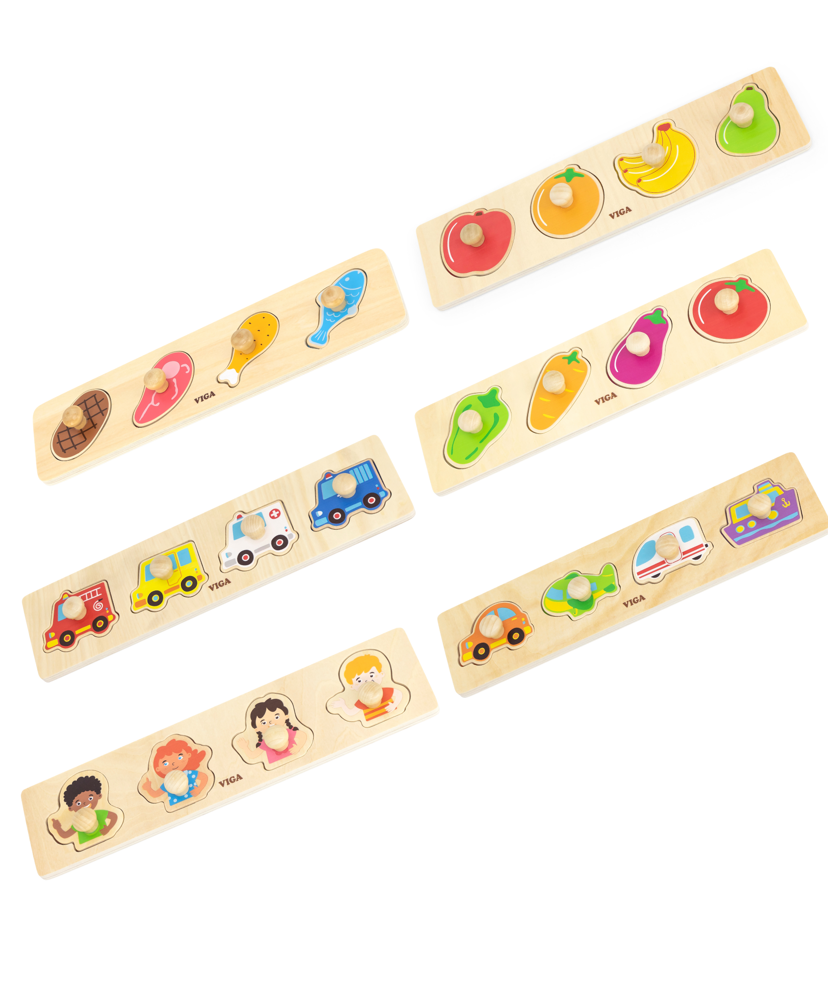 لعبة أحجية فيجا فيجيلز، مكونة من 4 قطع بمقبض، لعبة مونتيسوري خشبية، تنمي المهارات الحسية والإدراكية والحركية الدقيقة، لعبة تعليمية للأطفال غير سامة وصديقة للبيئة، مناسبة للأولاد والبنات من سن 12 شهرًا فما فوق