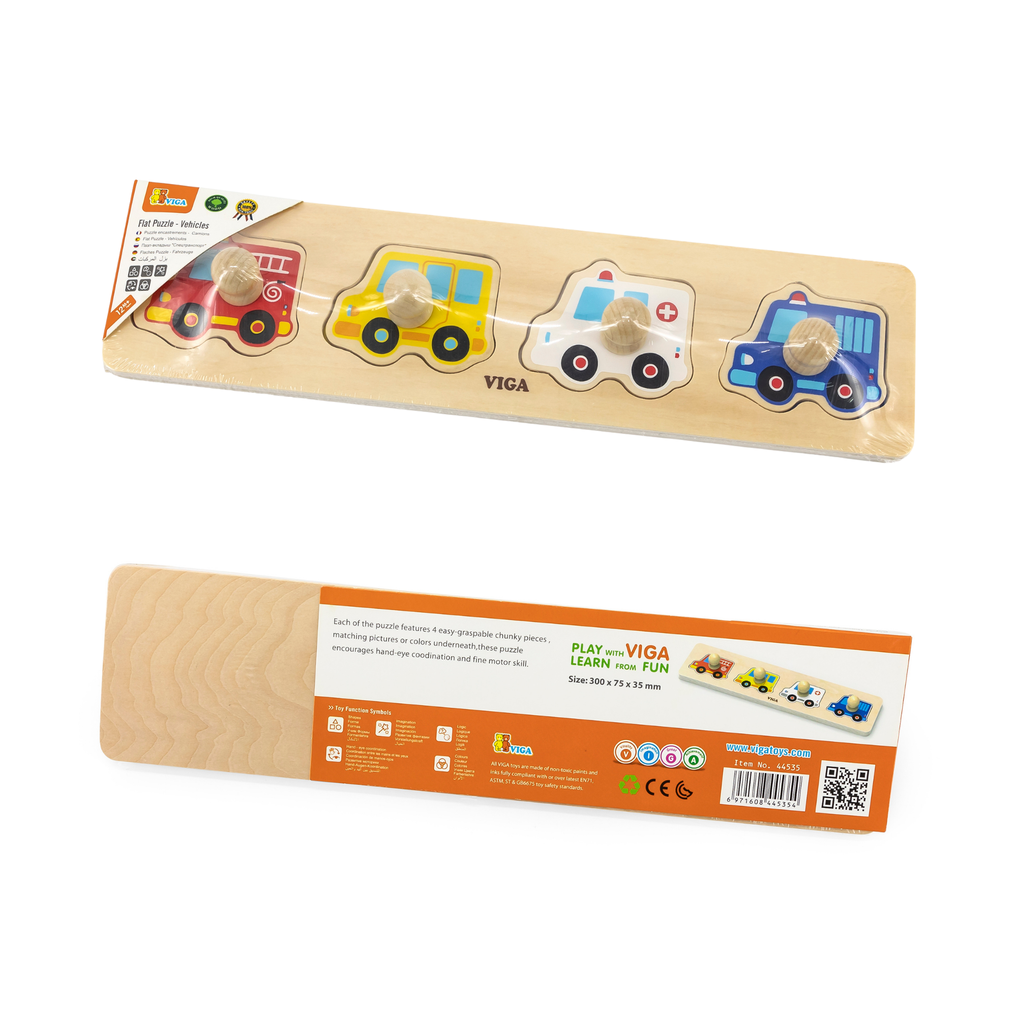 لعبة فيجا فيكلز، أحجية بمقابض من 4 قطع، لعبة مونتيسوري خشبية، تُنمّي المهارات الحسية والإدراكية والحركية الدقيقة، لعبة تعليمية للأطفال غير سامة وصديقة للبيئة، مناسبة للأولاد والبنات من عمر 12 شهرًا فما فوق