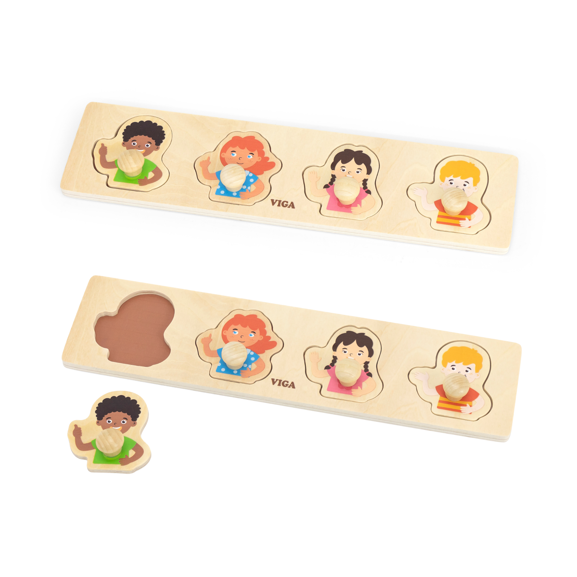 لعبة فيجا ديفرنت سكين، أحجية بمقبض من 4 قطع، لعبة مونتيسوري خشبية، تنمي المهارات الحسية والإدراكية والحركية الدقيقة، لعبة تعليمية للأطفال غير سامة وصديقة للبيئة، مناسبة للأولاد والبنات من سن 12 شهرًا فما فوق