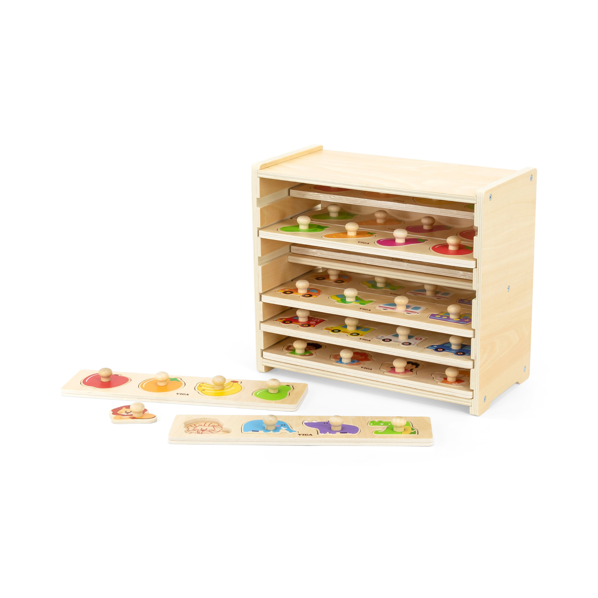 مجموعة فيجا من 12 قطعة، أحجية بمقبض مكونة من 4 قطع، لعبة مونتيسوري الخشبية، تنمي المهارات الحسية والإدراكية والحركية الدقيقة، لعبة تعليمية للأطفال غير سامة وصديقة للبيئة، مناسبة للأولاد والبنات من سن 12 شهرًا فما فوق