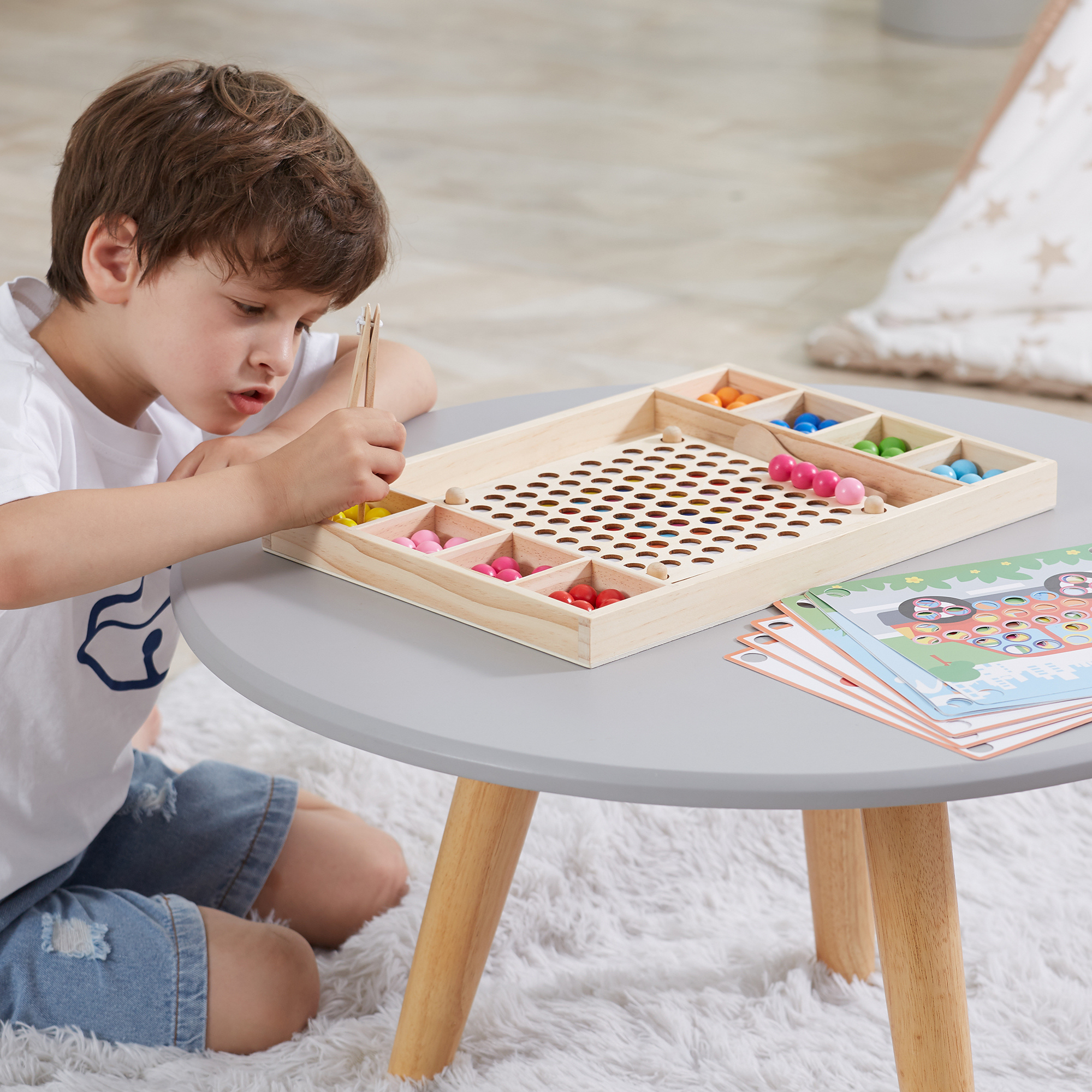 لعبة فيجا التعليمية الخشبية "التقط وتطابق"، لعبة مونتيسوري لتنمية المهارات الحركية الدقيقة وتنسيق حركة اليد والعين، تشجع الإبداع والمنطق، صديقة للبيئة وغير سامة، للأولاد والبنات من عمر 3 سنوات فما فوق