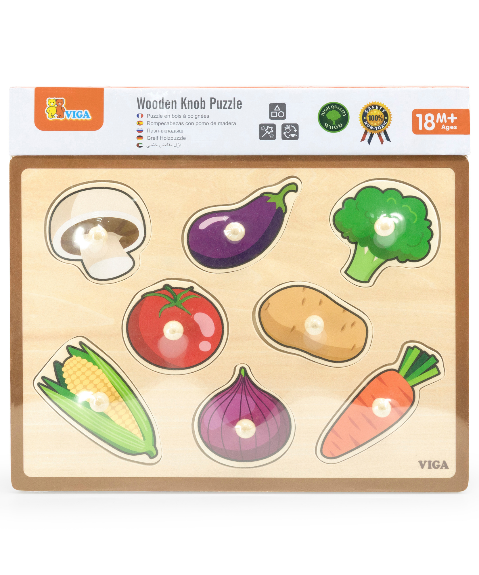 لعبة أحجية فيجا فيجيلز، مكونة من 8 قطع بمقبض، لعبة مونتيسوري خشبية، تنمي المهارات الحسية والإدراكية والحركية الدقيقة، لعبة تعليمية للأطفال غير سامة وصديقة للبيئة، مناسبة للأولاد والبنات من سن 18 شهرًا فما فوق
